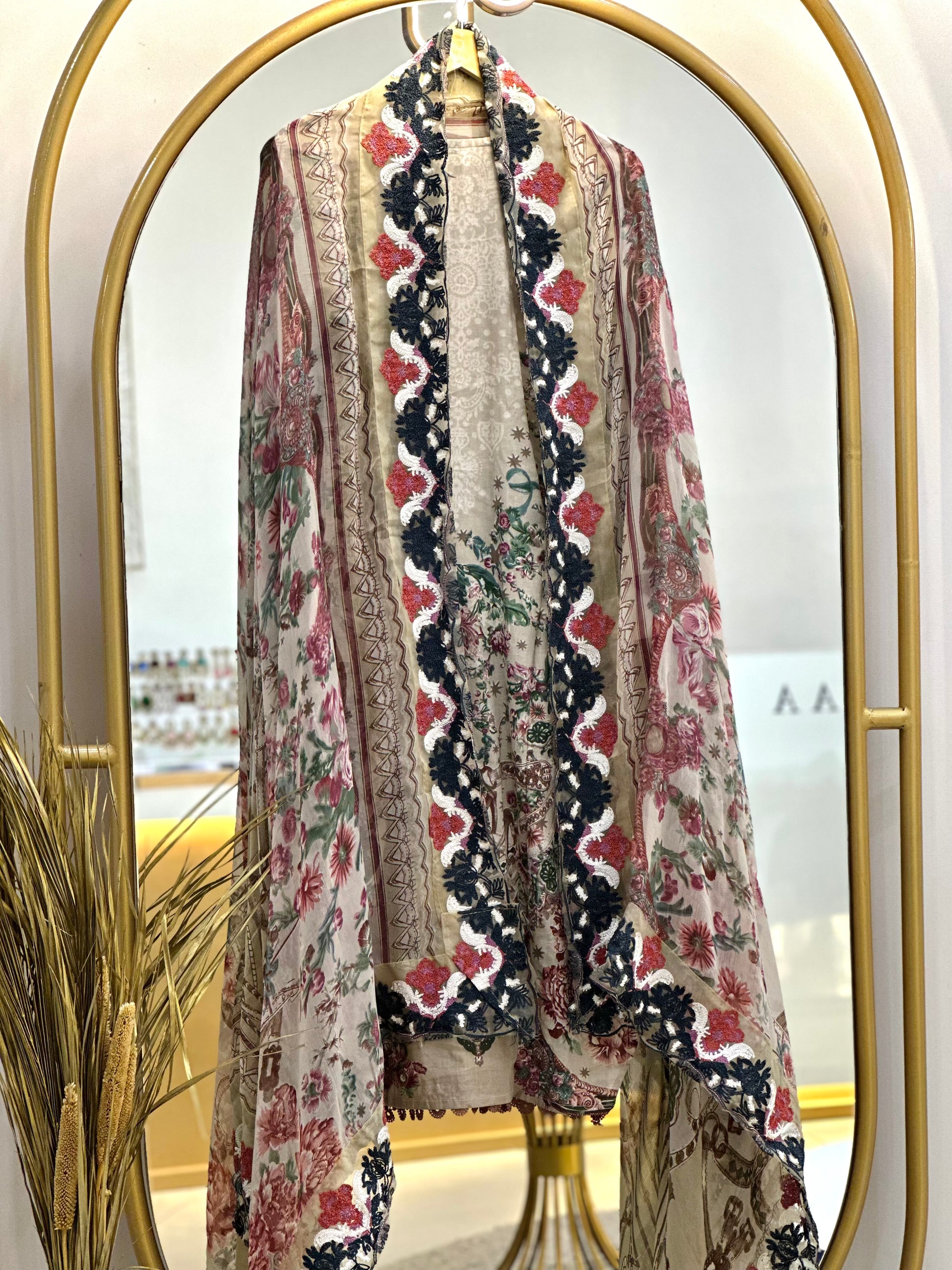 Cotton Embroidered Stitched Suit