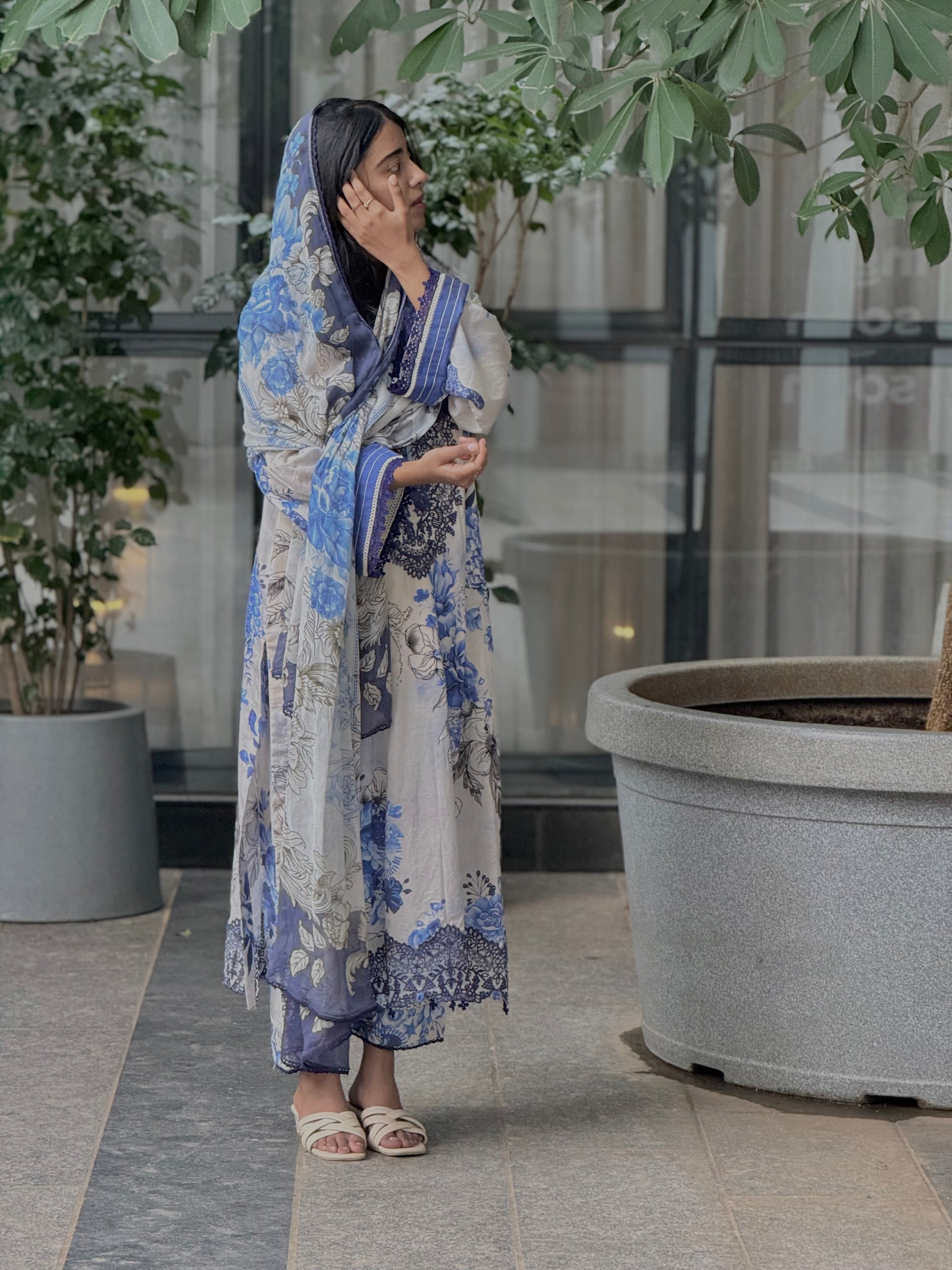 JADE FLORA STITCHED LAWN