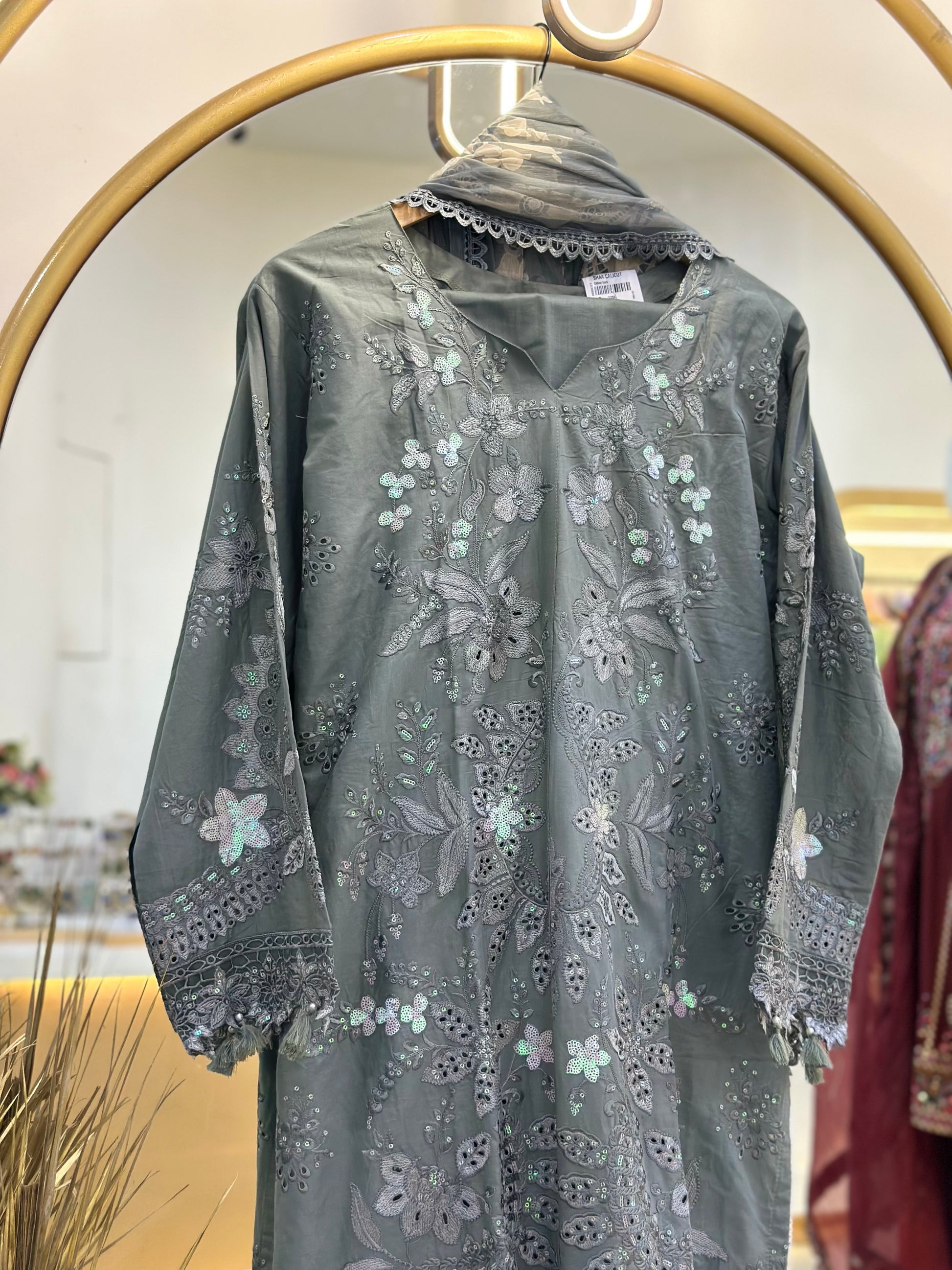Embroidered Cotton Stitched Suit