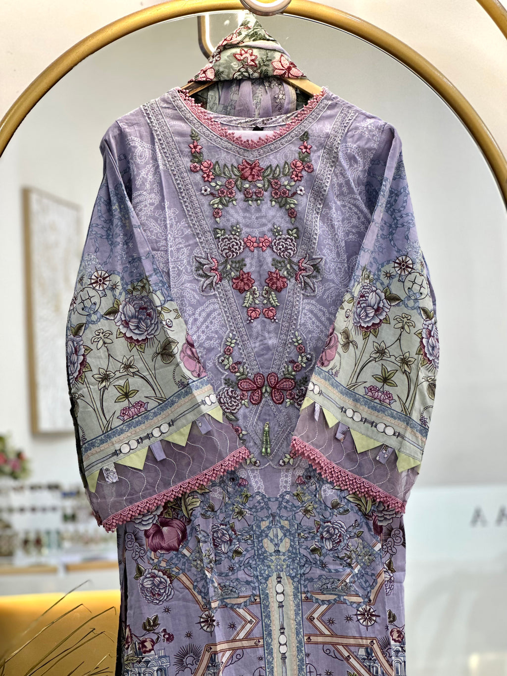 Cotton Embroidered Stitched Suit