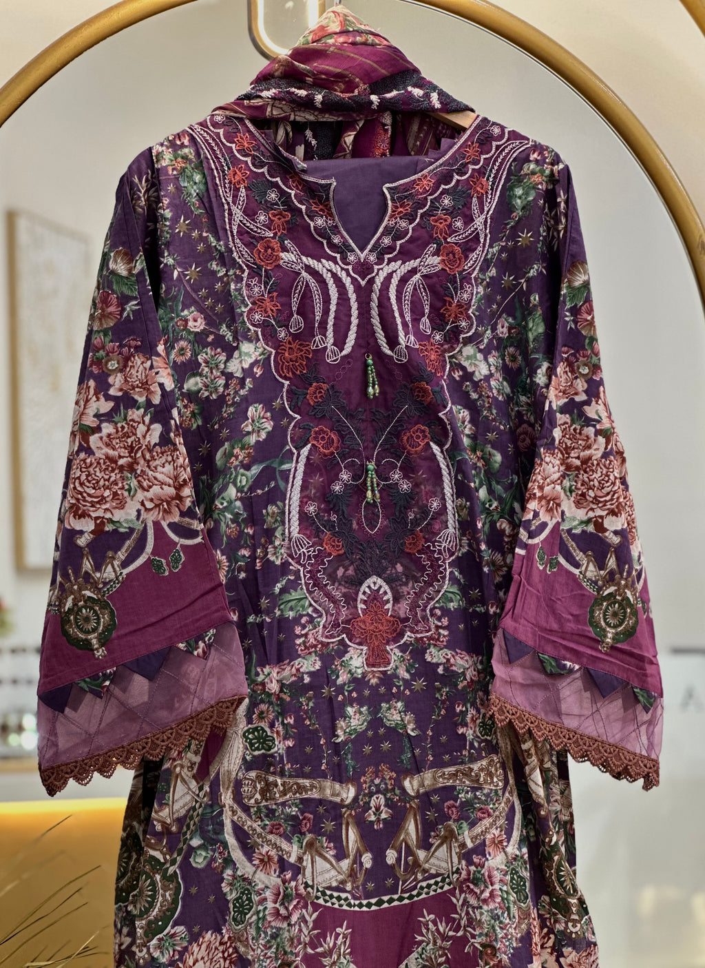 Cotton Embroidered Stitched Suit