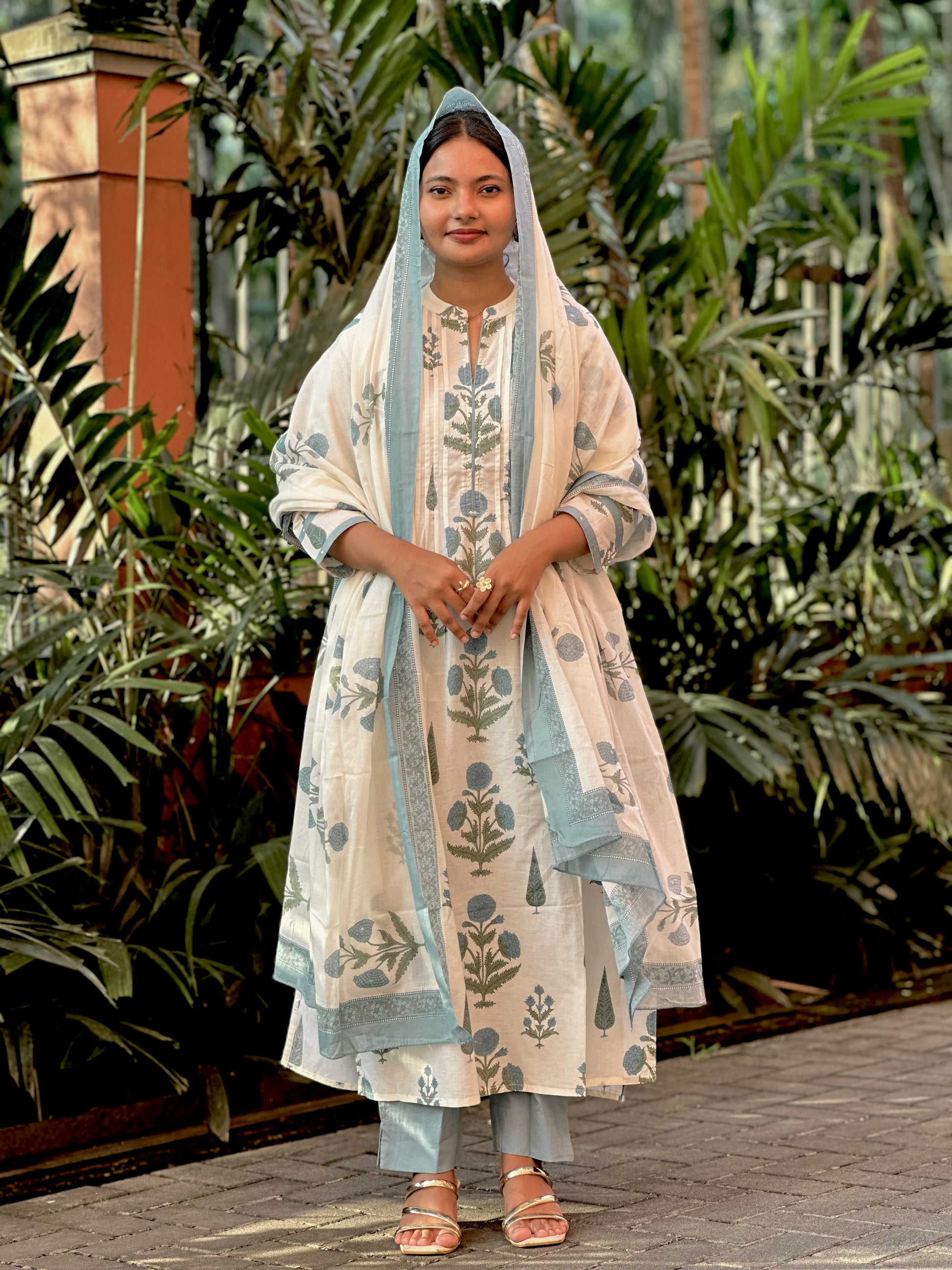 STITCHED COTTON 3 PC SUIT