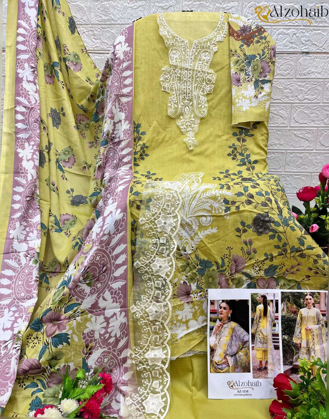 PURE COTTON PRINT HEAVY EMBROIDERED PATCH PAKISTANI SALWAR UNSTITCHED SUIT