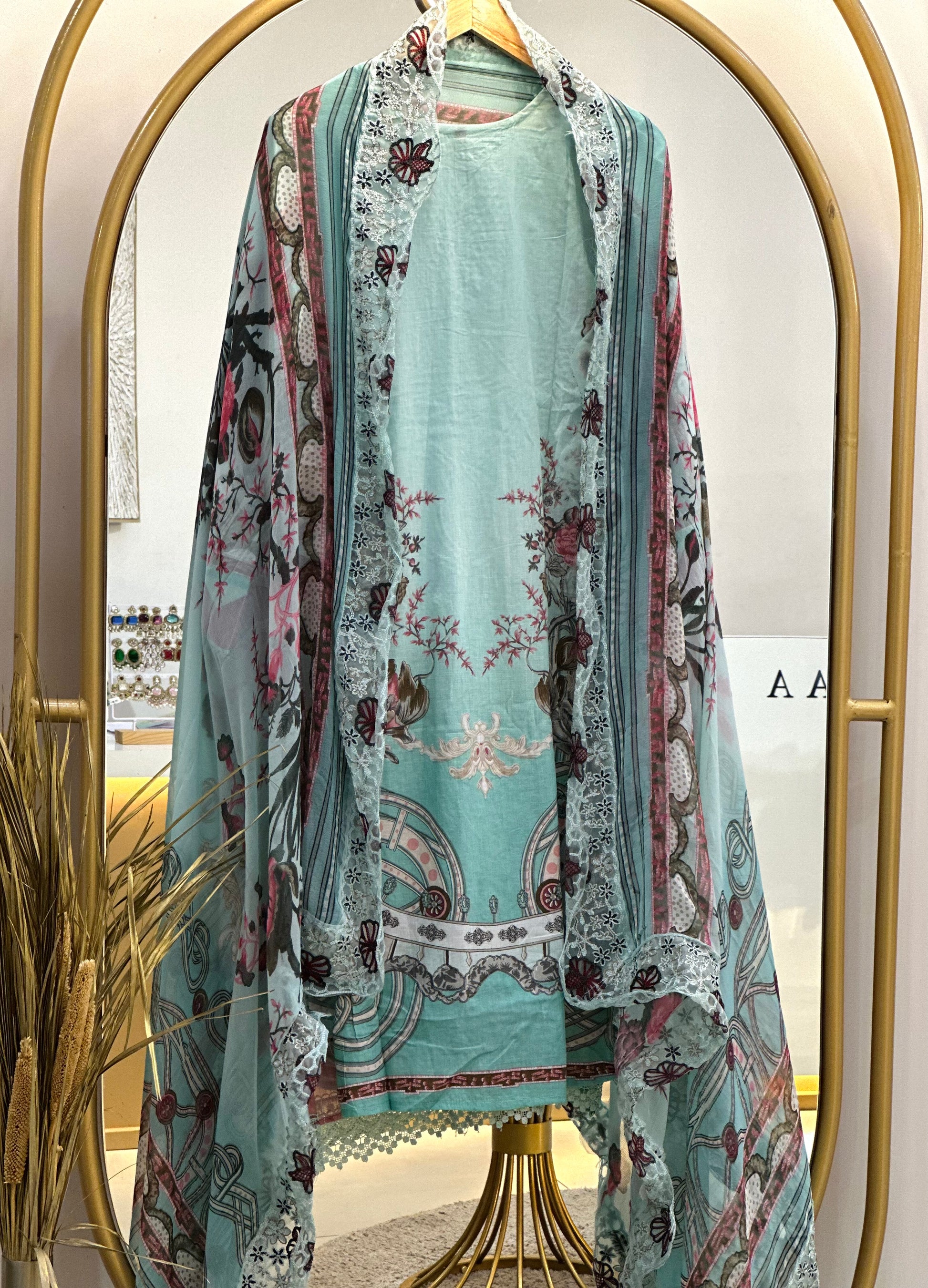 Cotton Embroidered Stitched Suit