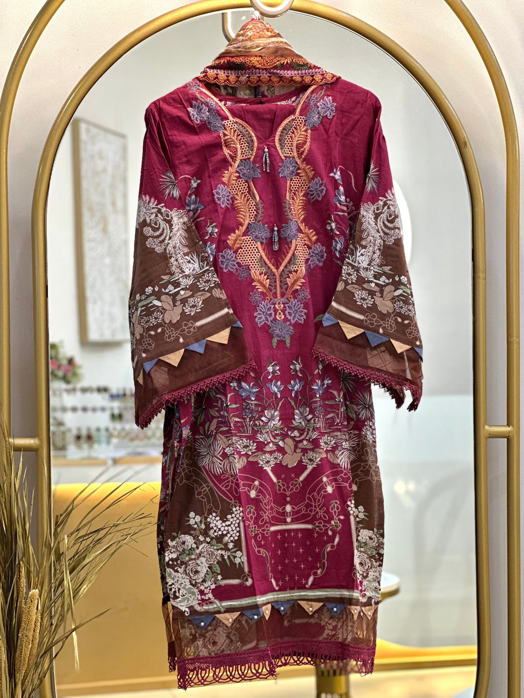 Cotton Embroidered Stitched Suit