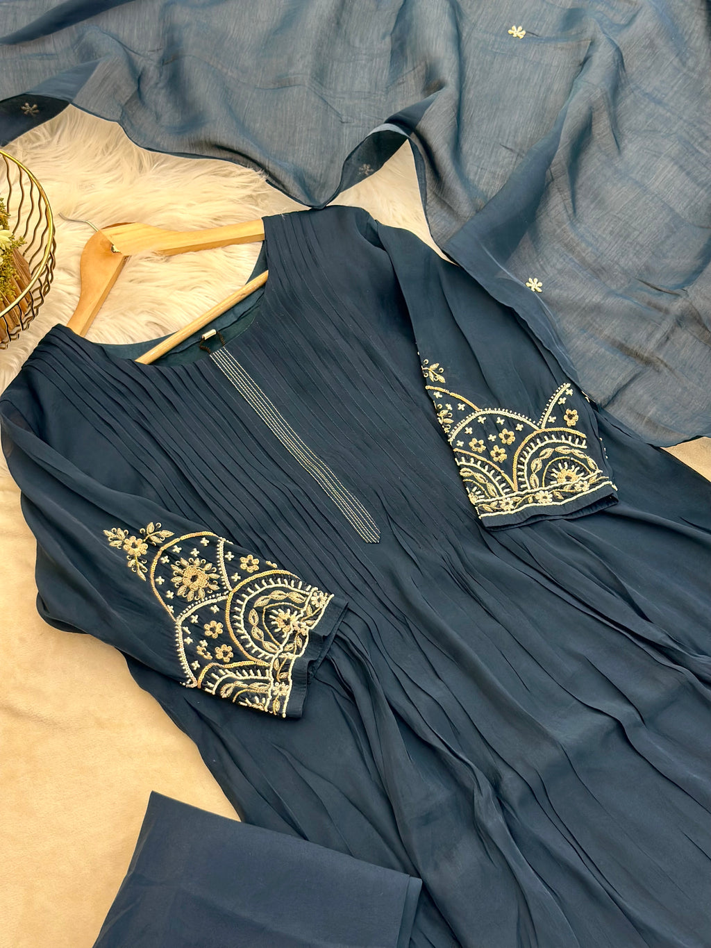 Crepe Silk Stitched Suit