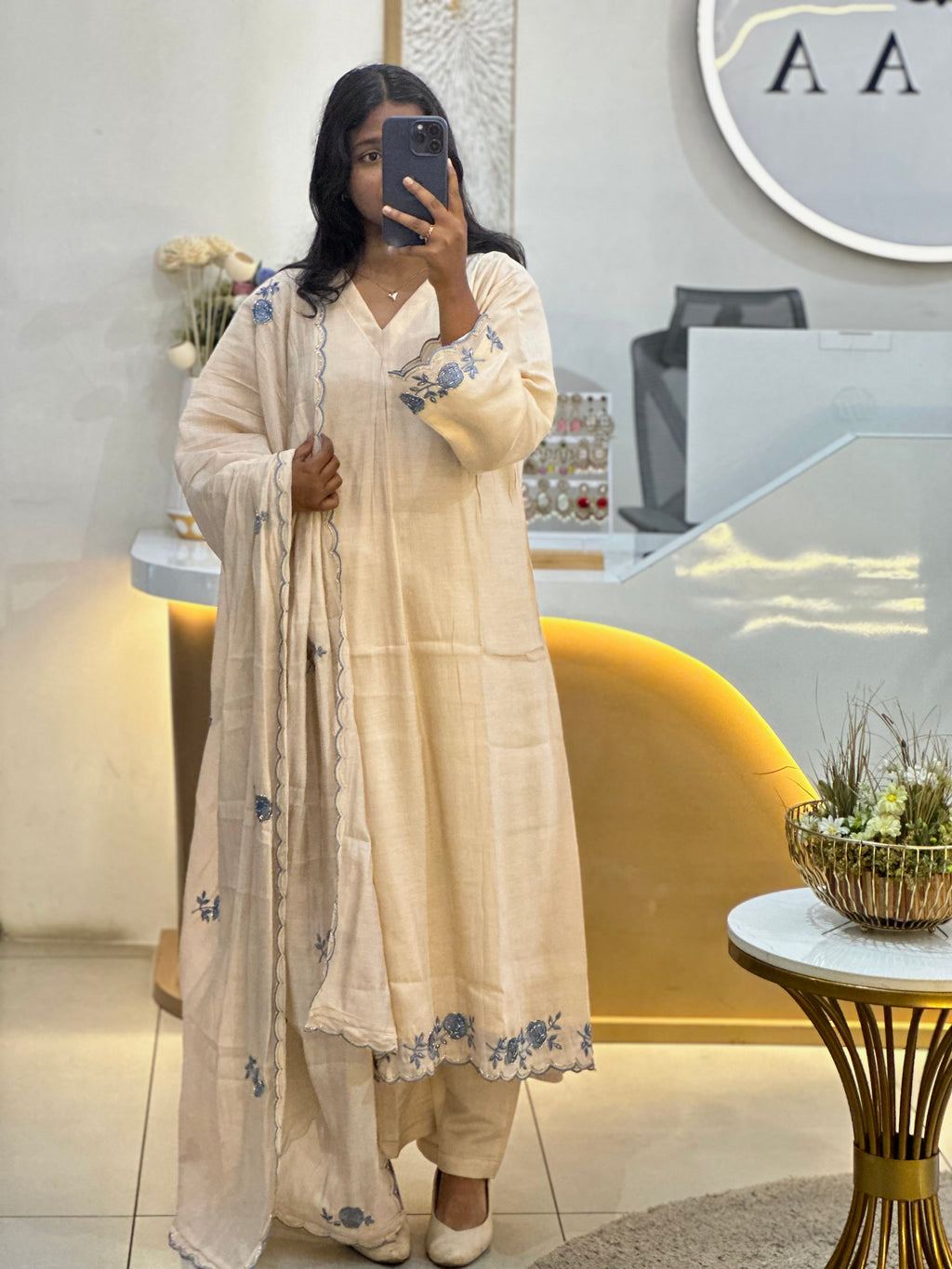 Mal Chanderi Stitched Suit