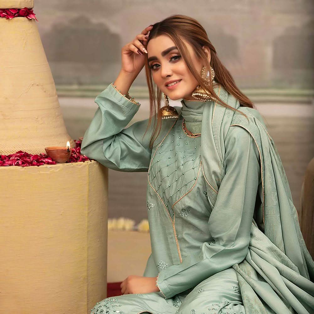 Sheesh Mahal Chikankari Schiffli 3 Pcs Un-Stitched Suit