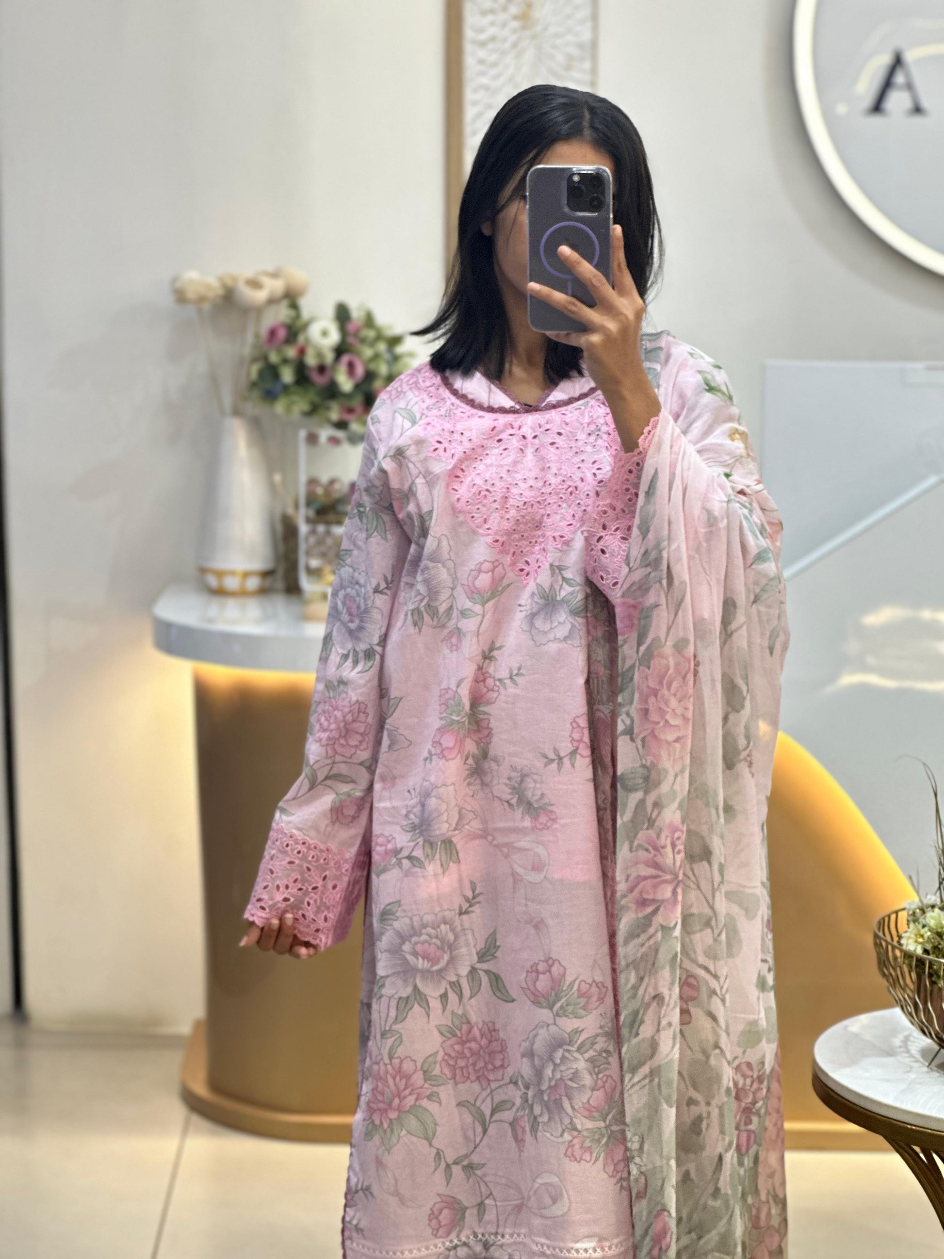 JADE FLORA LAWN STITCHED SUIT