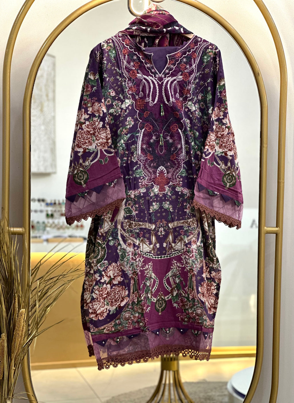 Cotton Embroidered Stitched Suit