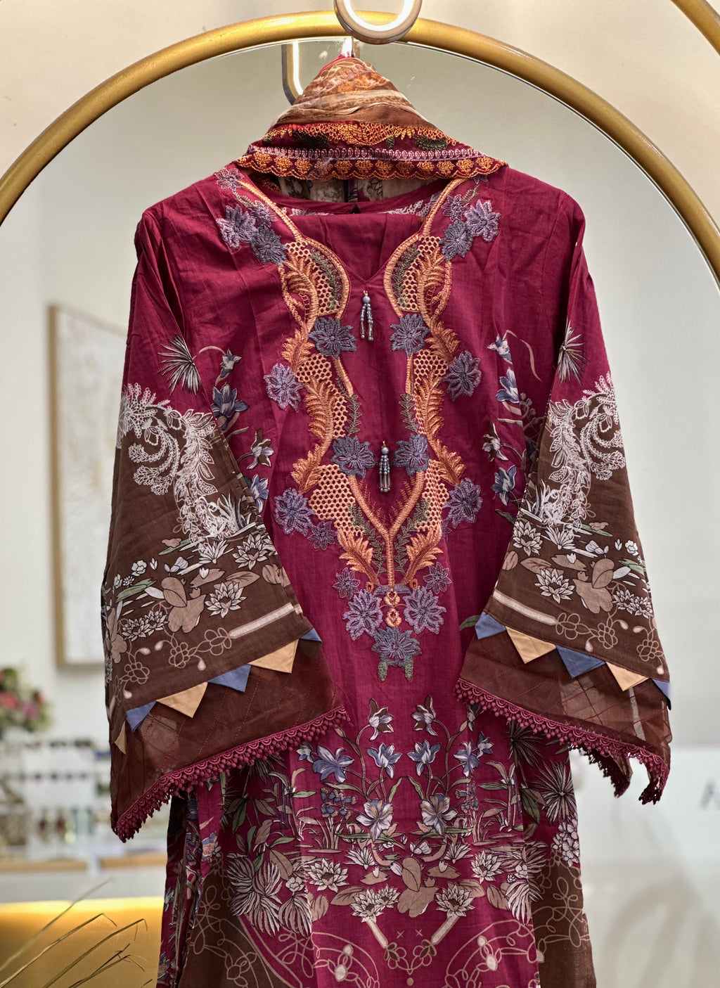 Cotton Embroidered Stitched Suit