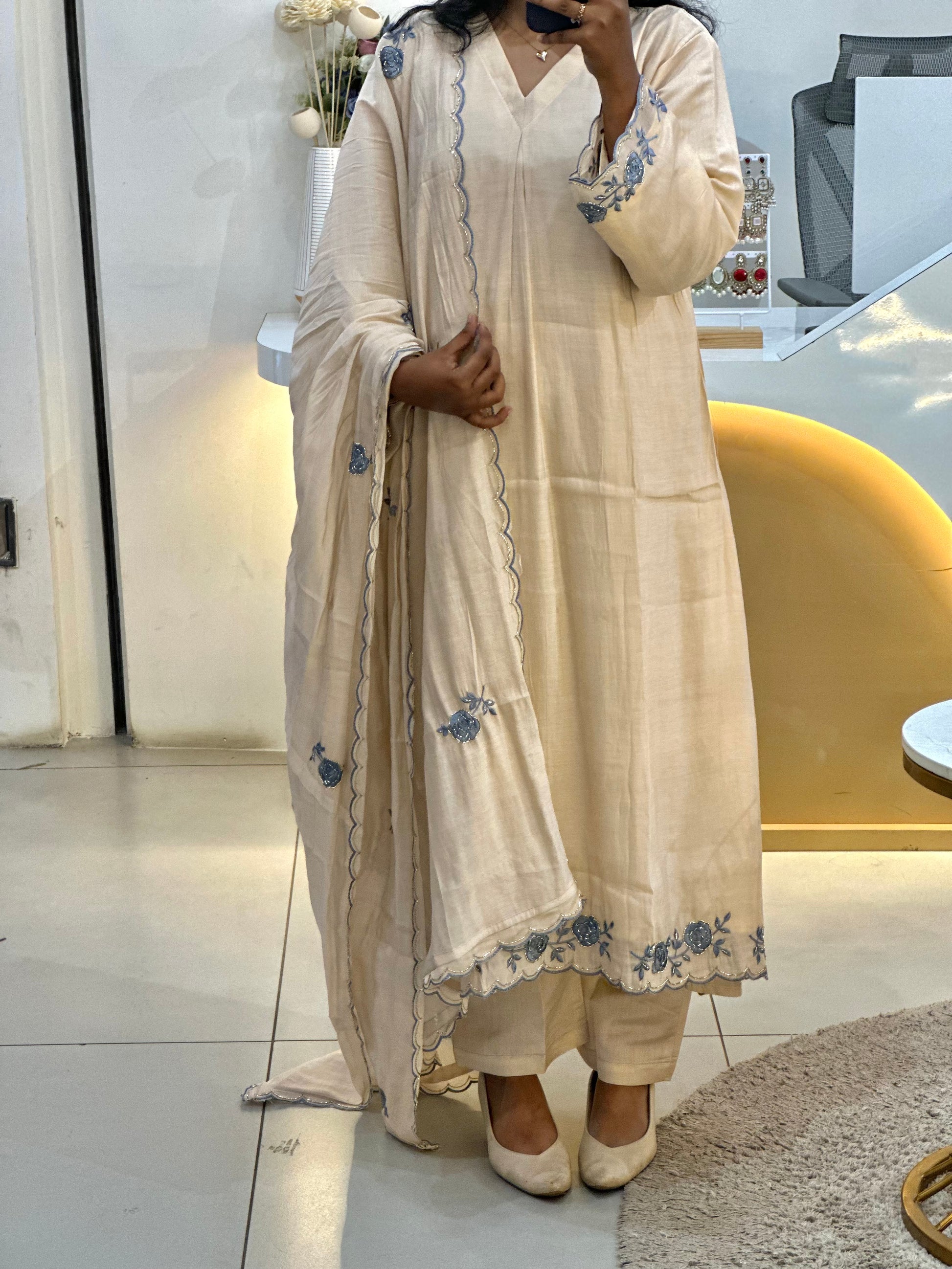 Mal Chanderi Stitched Suit