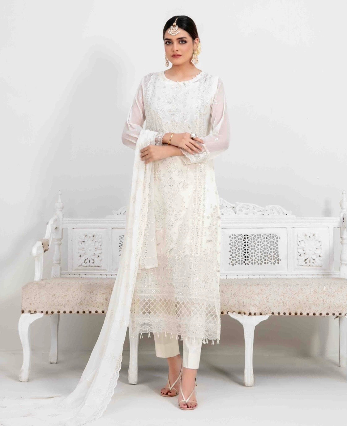 Rashieka stitched Party wear|white