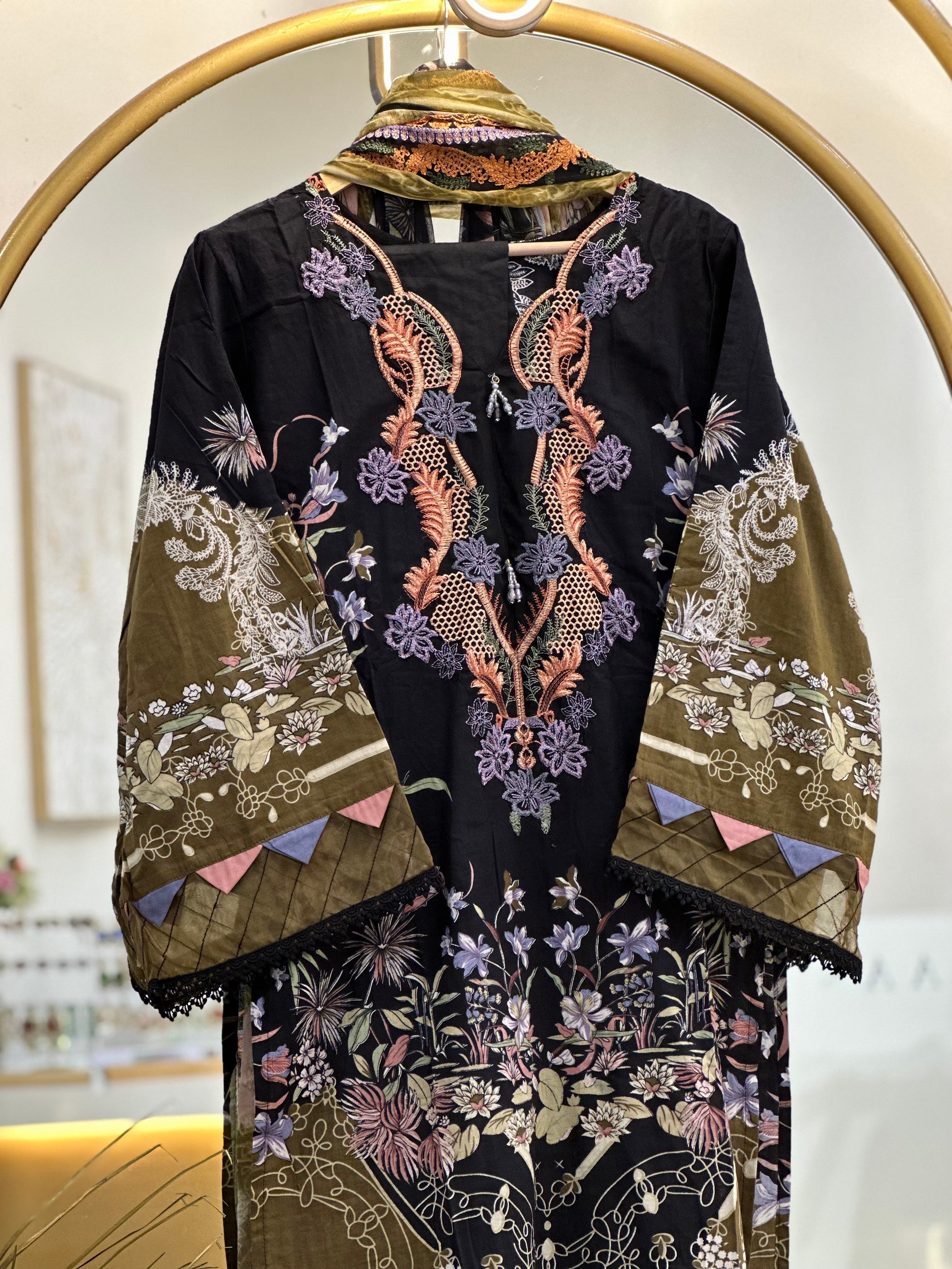 Cotton Embroidered Stitched Suit