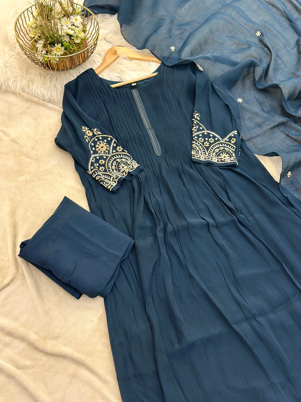 Crepe Silk Stitched Suit