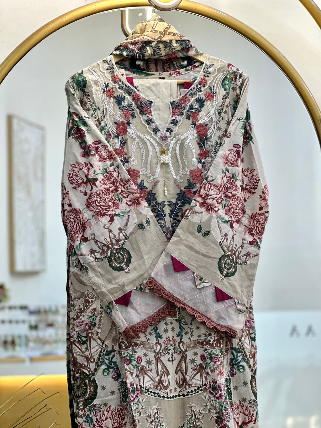 Cotton Embroidered Stitched Suit