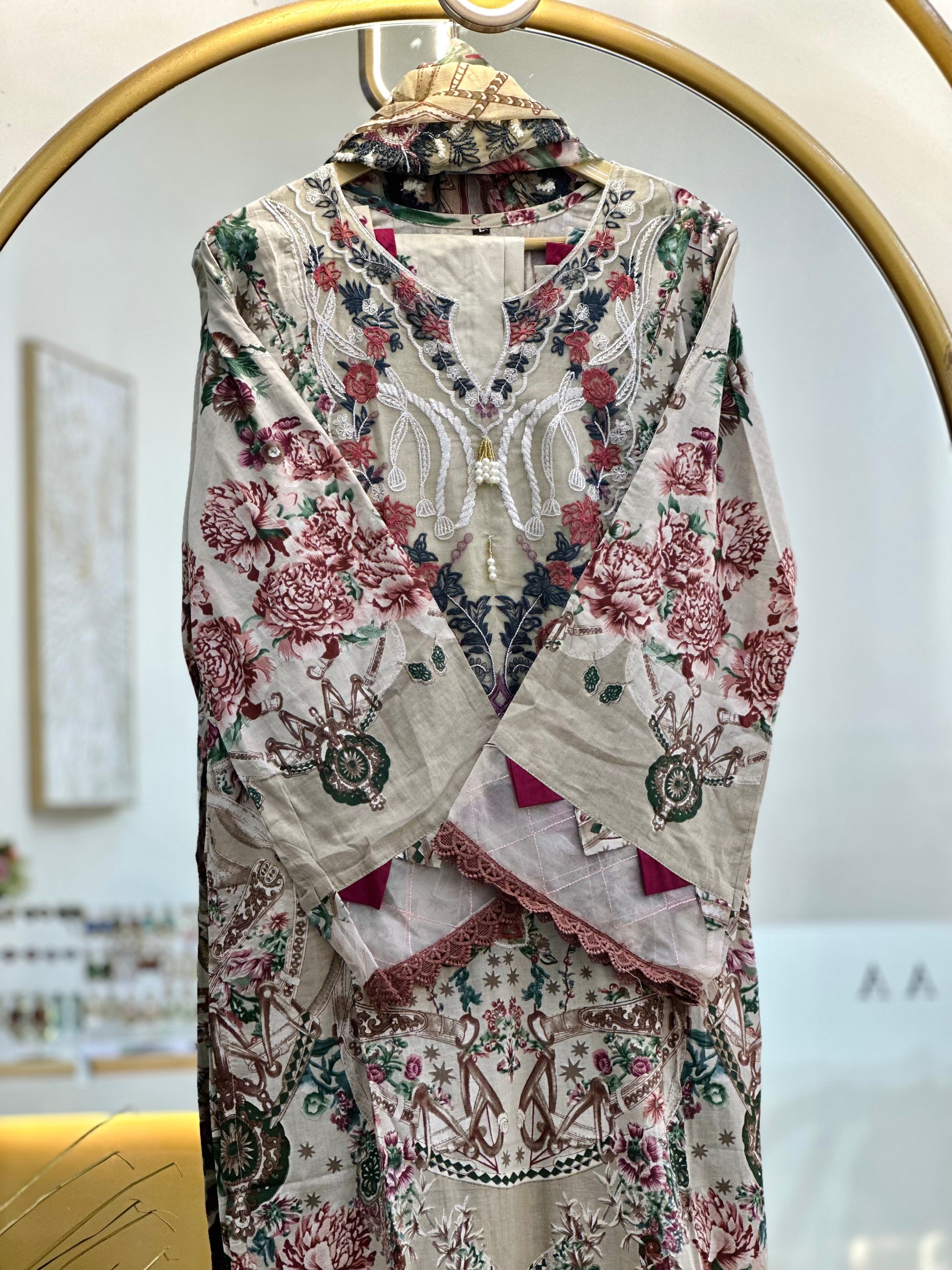 Cotton Embroidered Stitched Suit