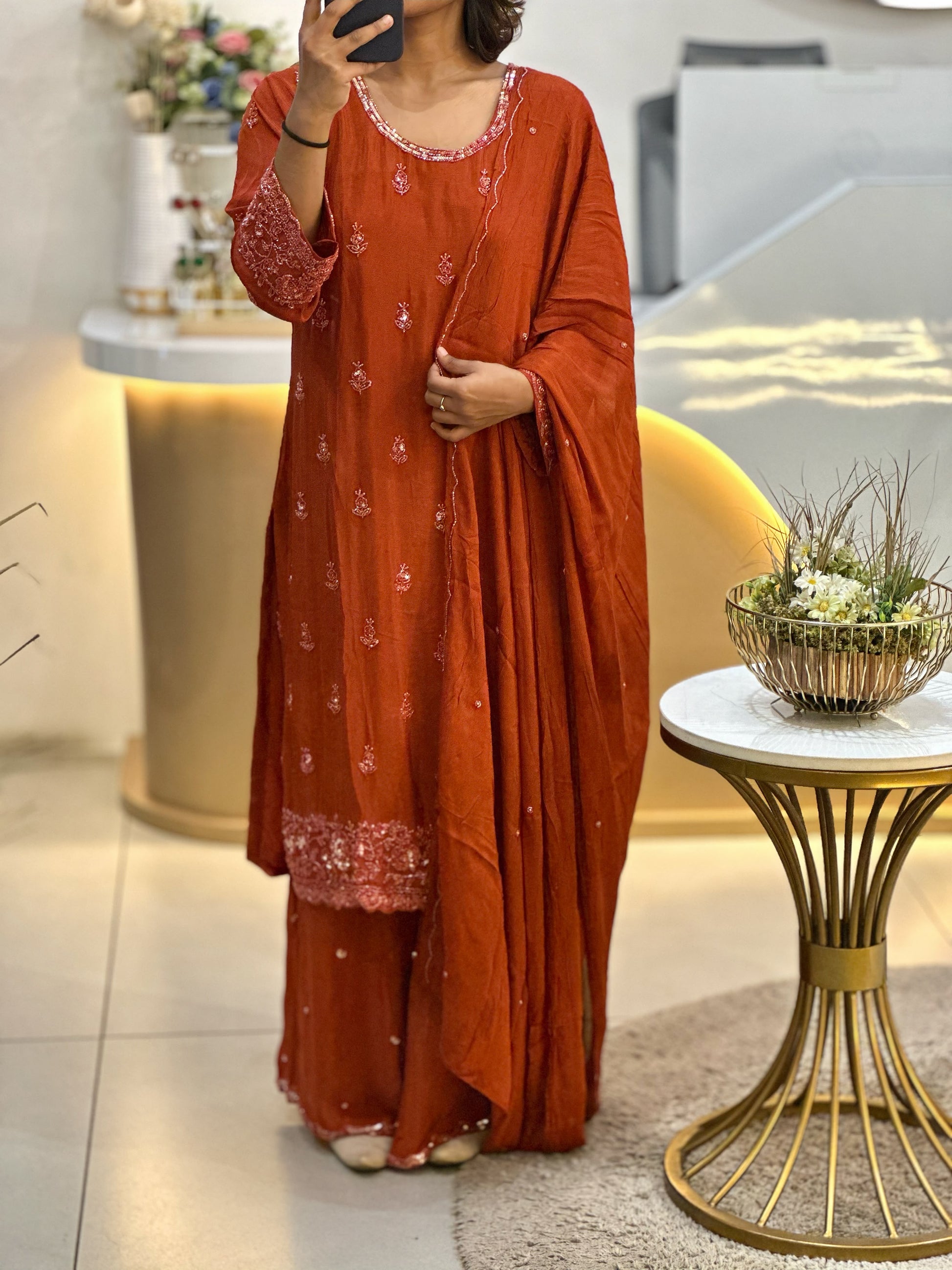 Chinon Silk Stitched Suit