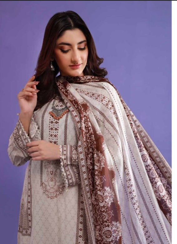 Roha Unstitched Digital Printed 3  Piece Lawn Suit