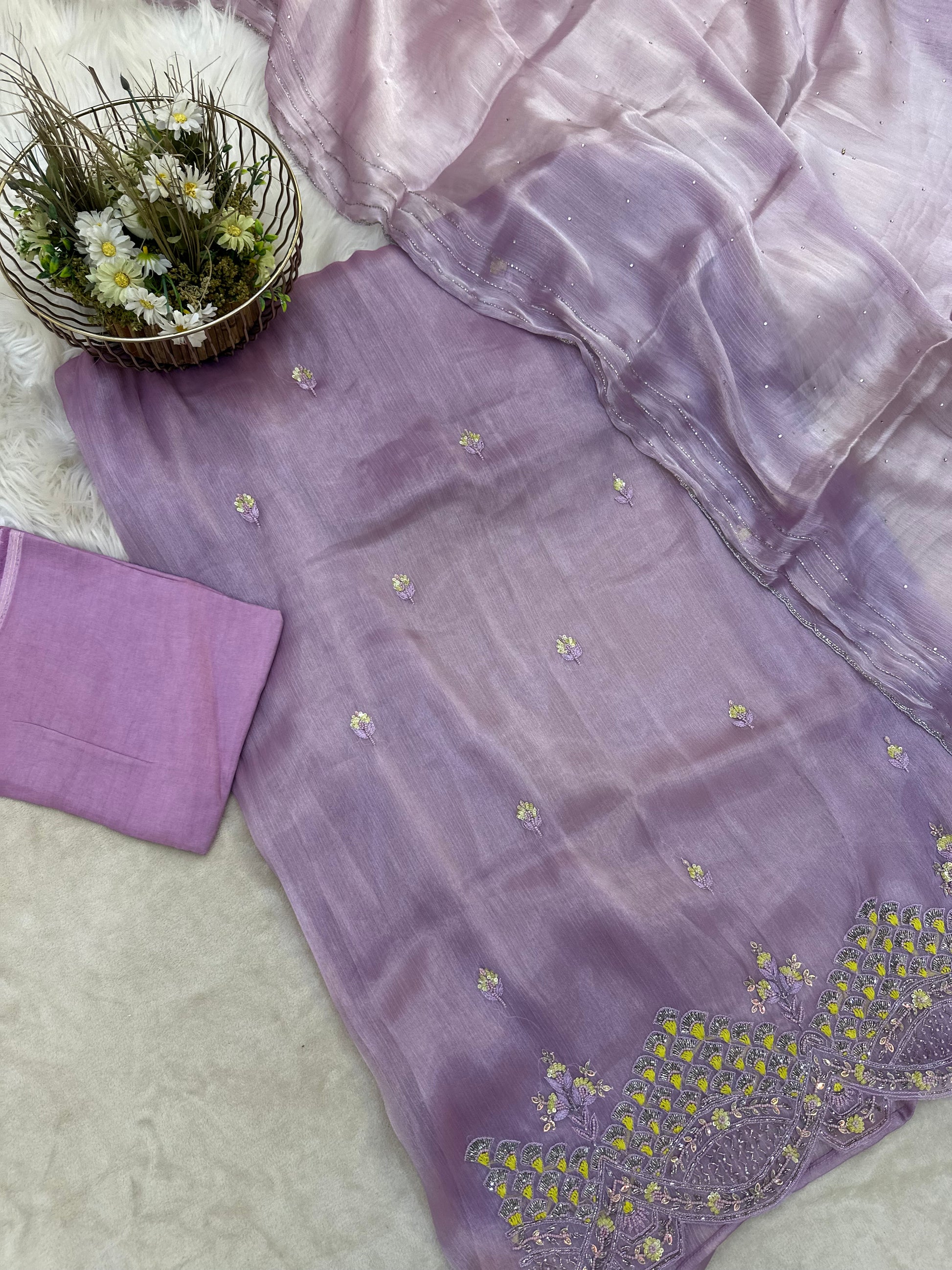 Partywear Unstitched Suit