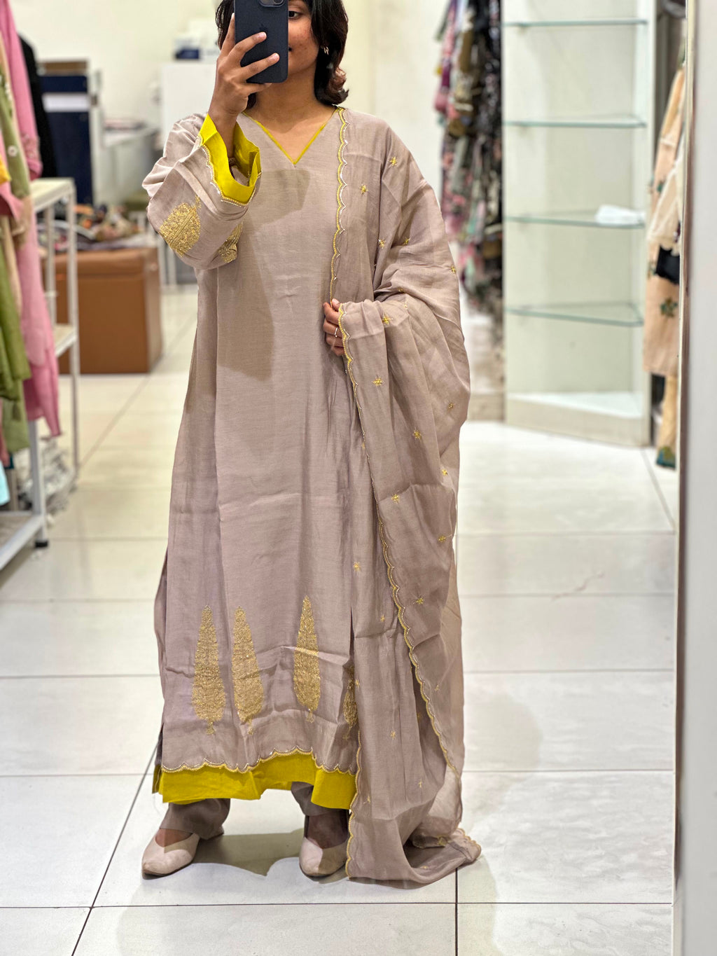Mal Chanderi Stitched Suit