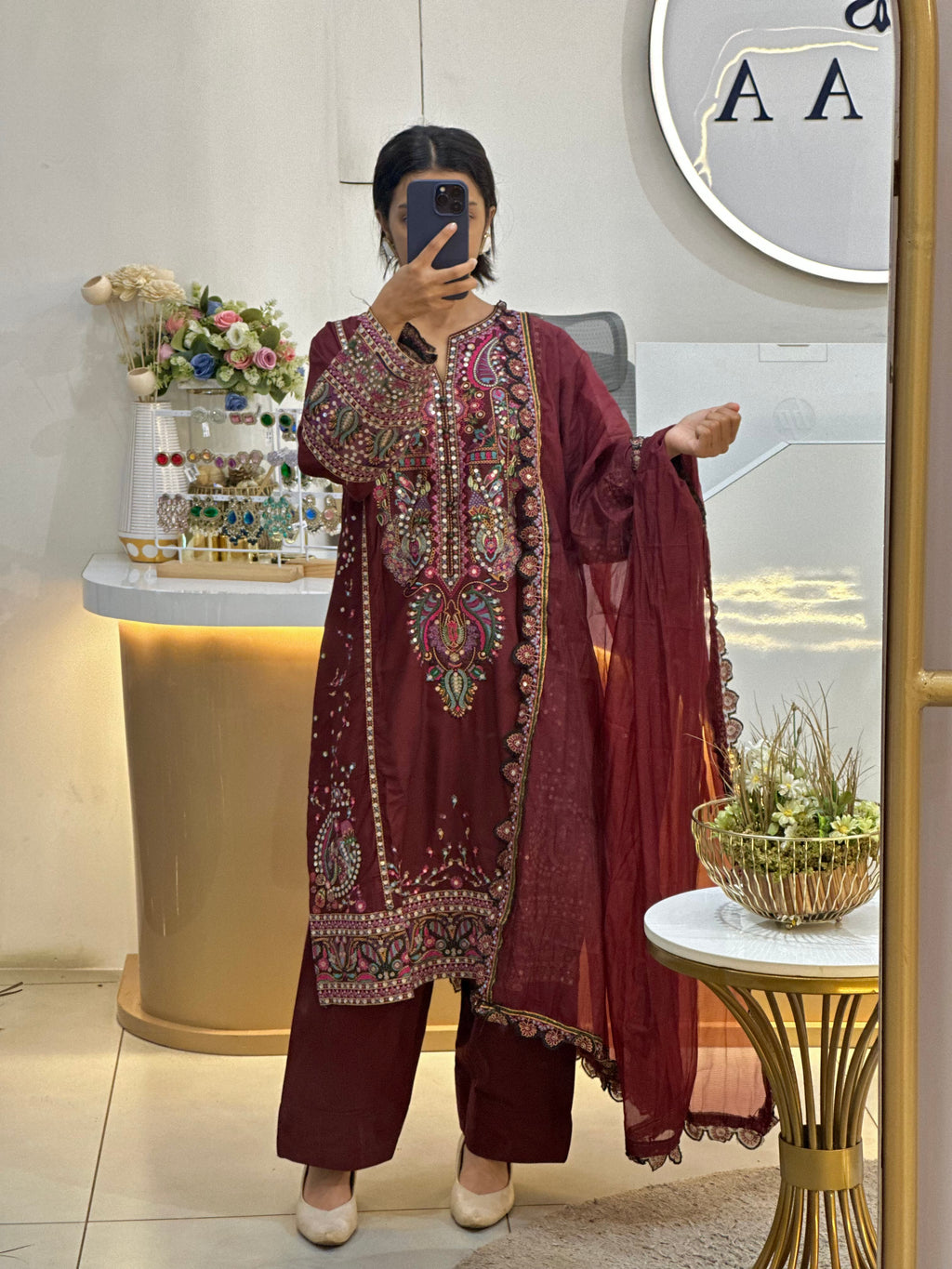 Rayon Embroidered party wear stuit