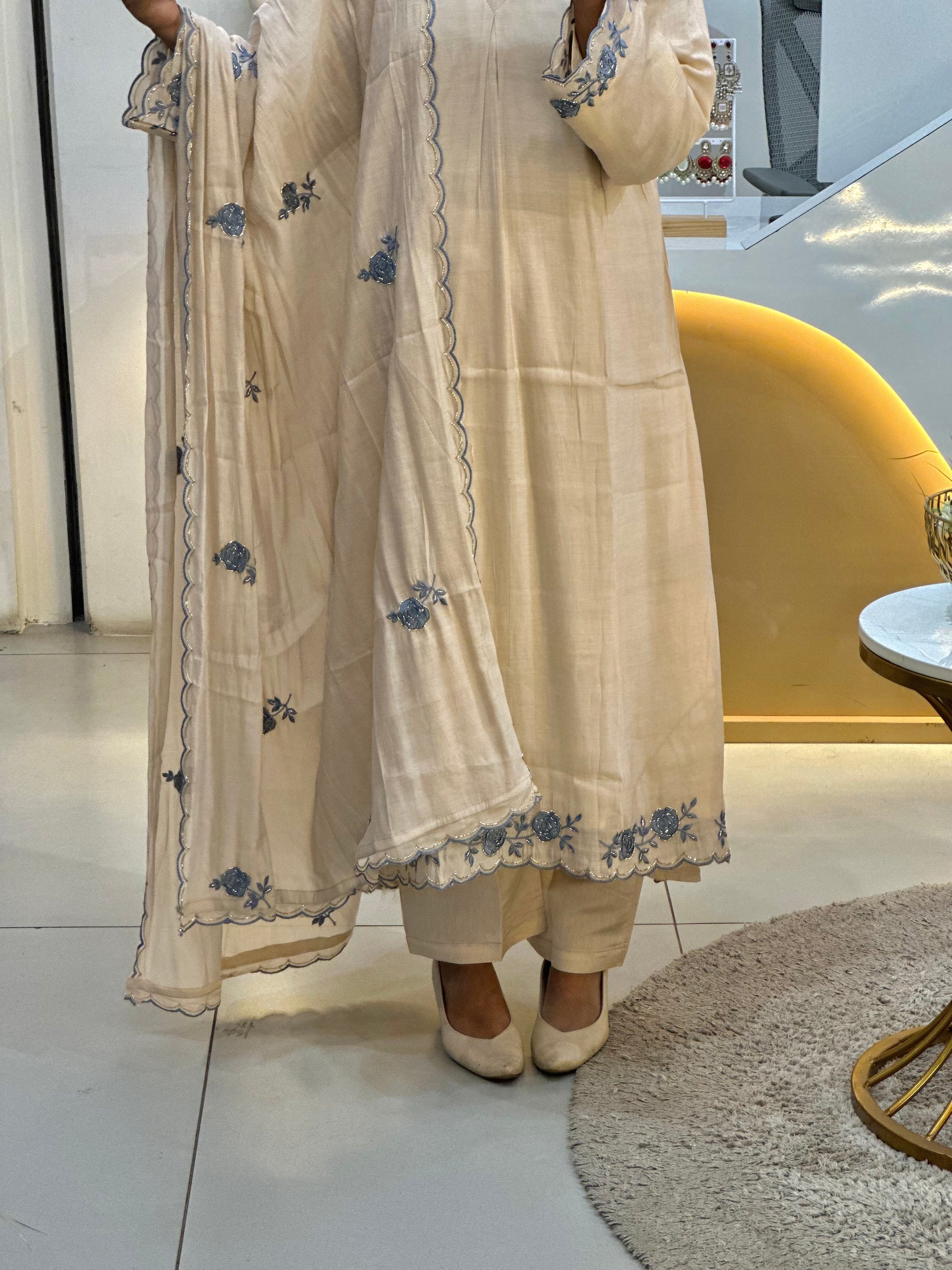 Mal Chanderi Stitched Suit