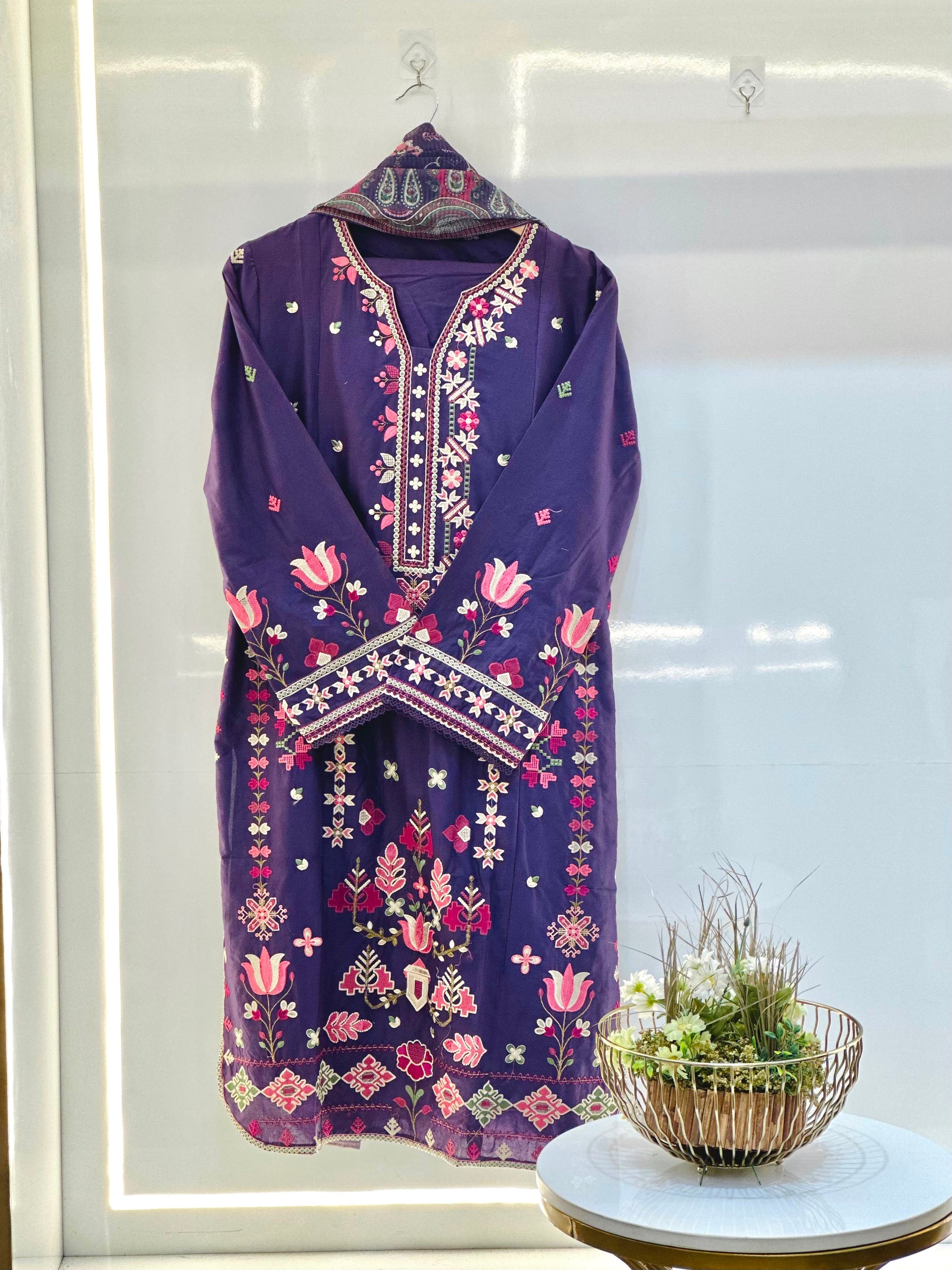 Binsaeed 3 PC Embroidered Lawn Shirt