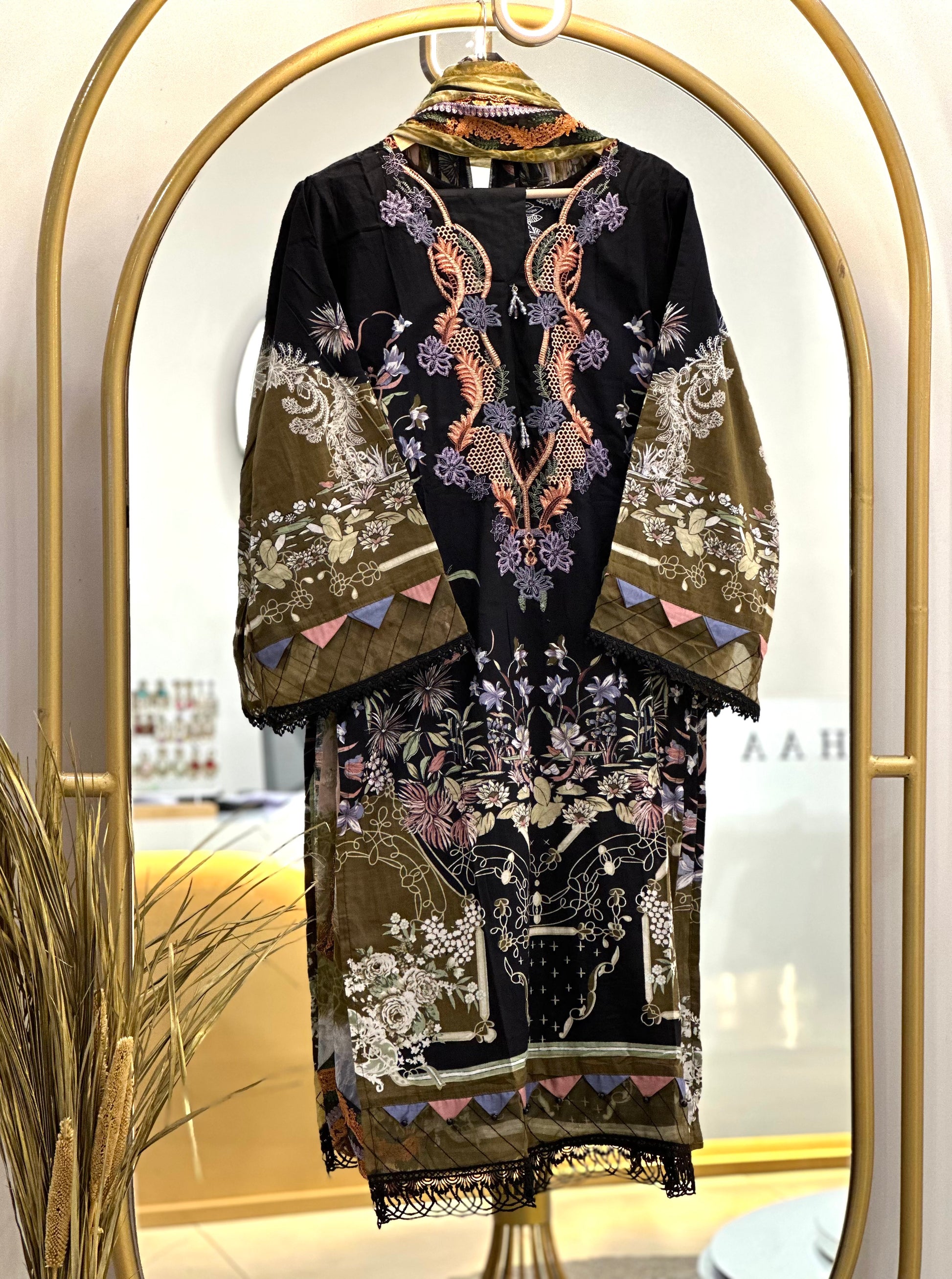 Cotton Embroidered Stitched Suit
