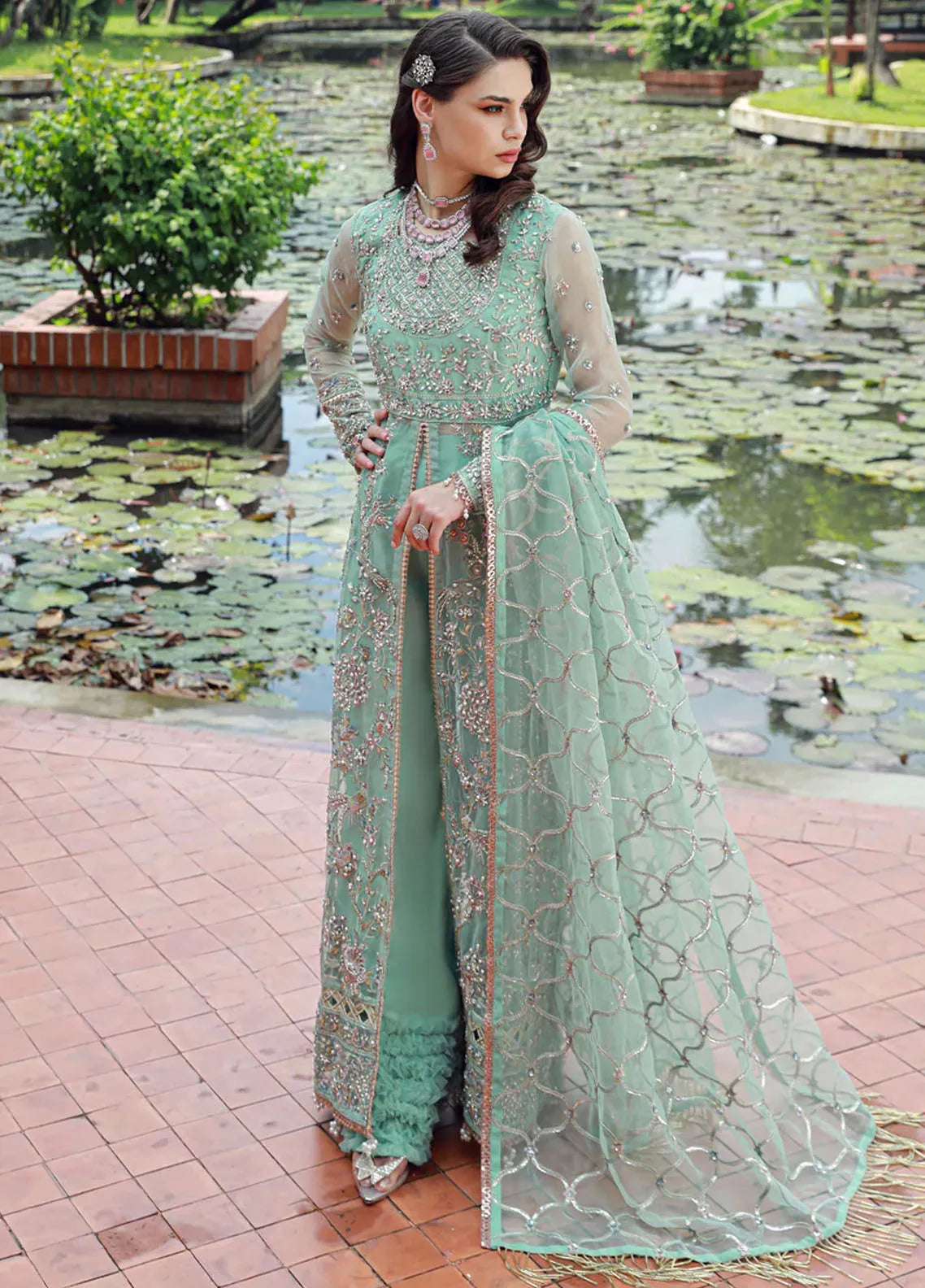 Ermina By Ezra Embroidered Organza Suit Unstitched 4 Piece