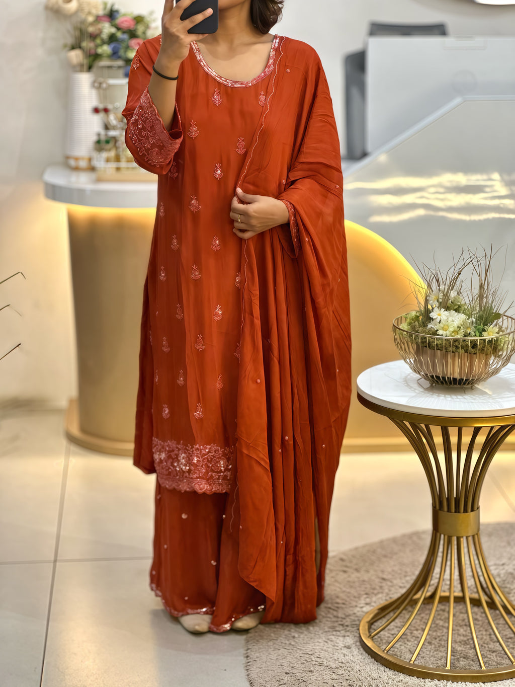 Chinon Silk Stitched Suit