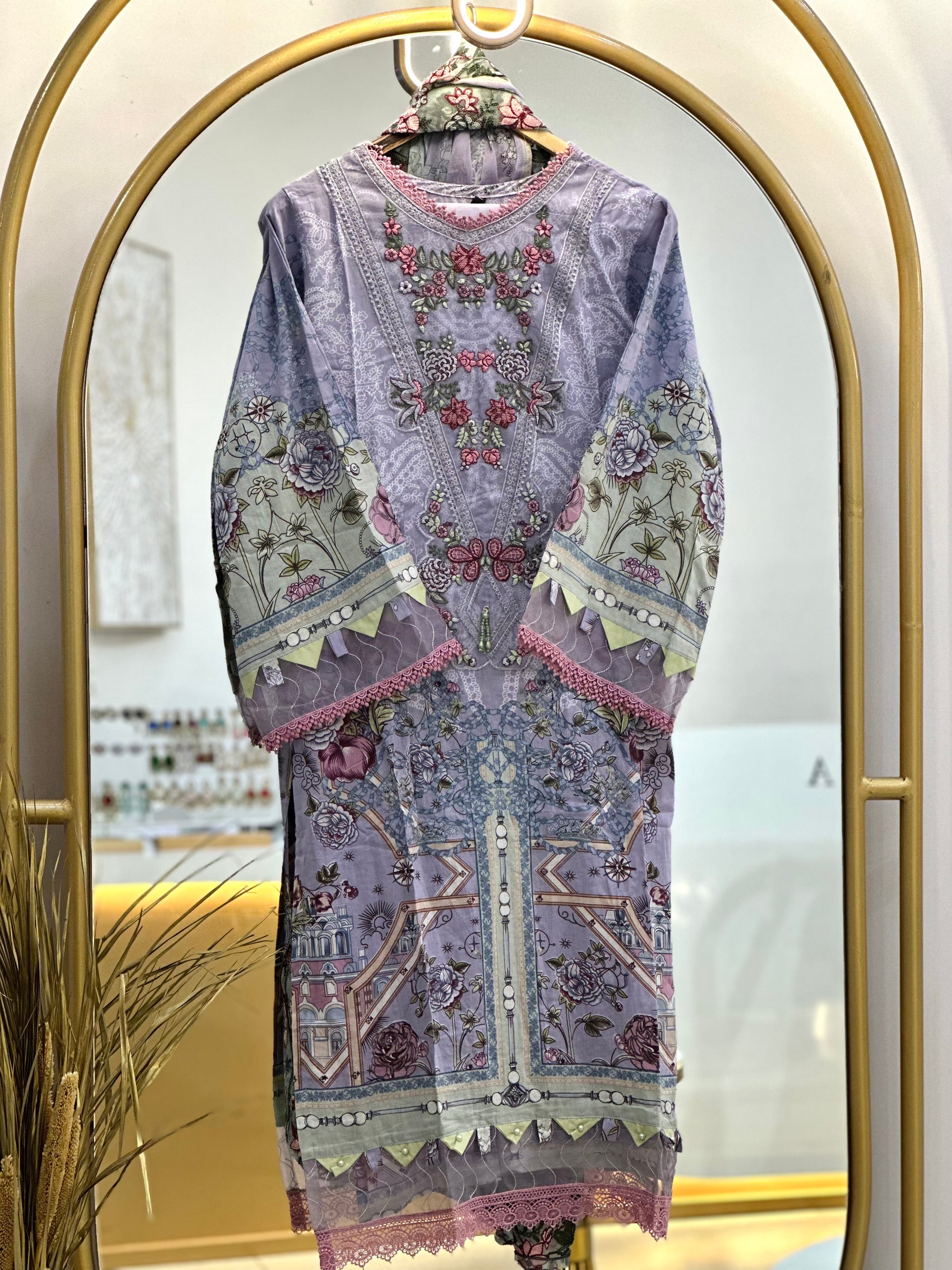 Cotton Embroidered Stitched Suit