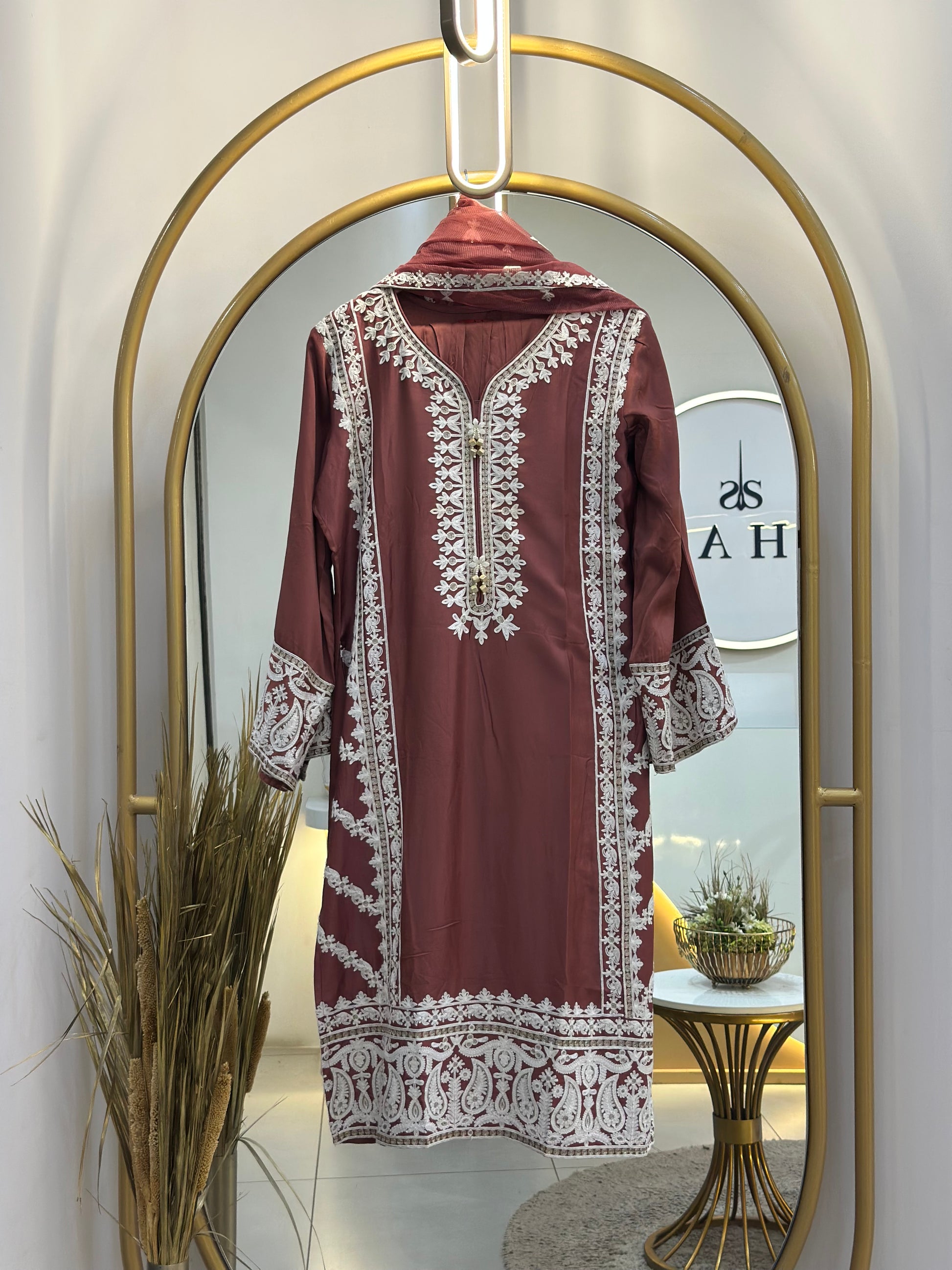 Embroidered Rayon Stitched 3 PC Suit