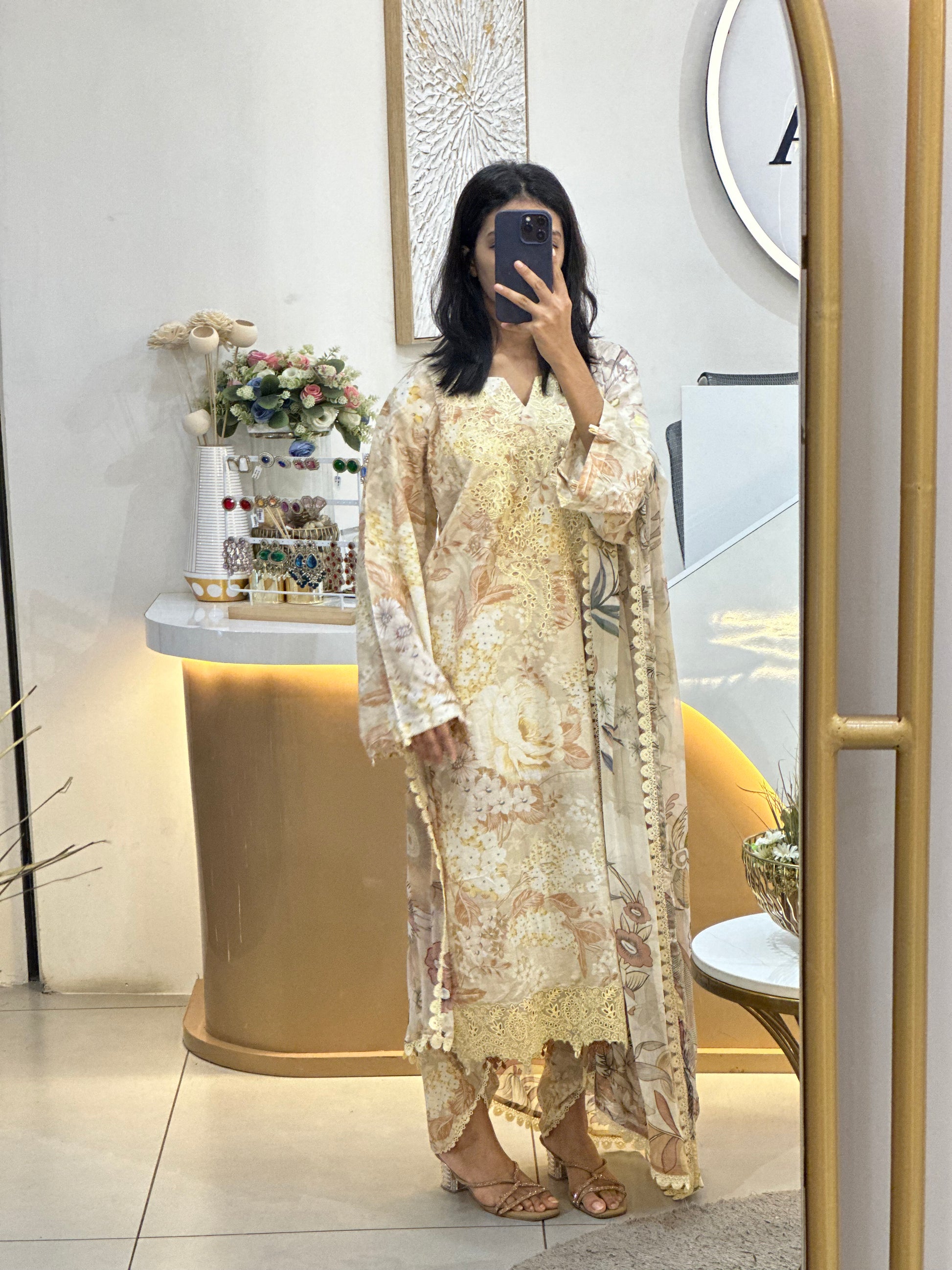 Jade Flora Stitched Suit