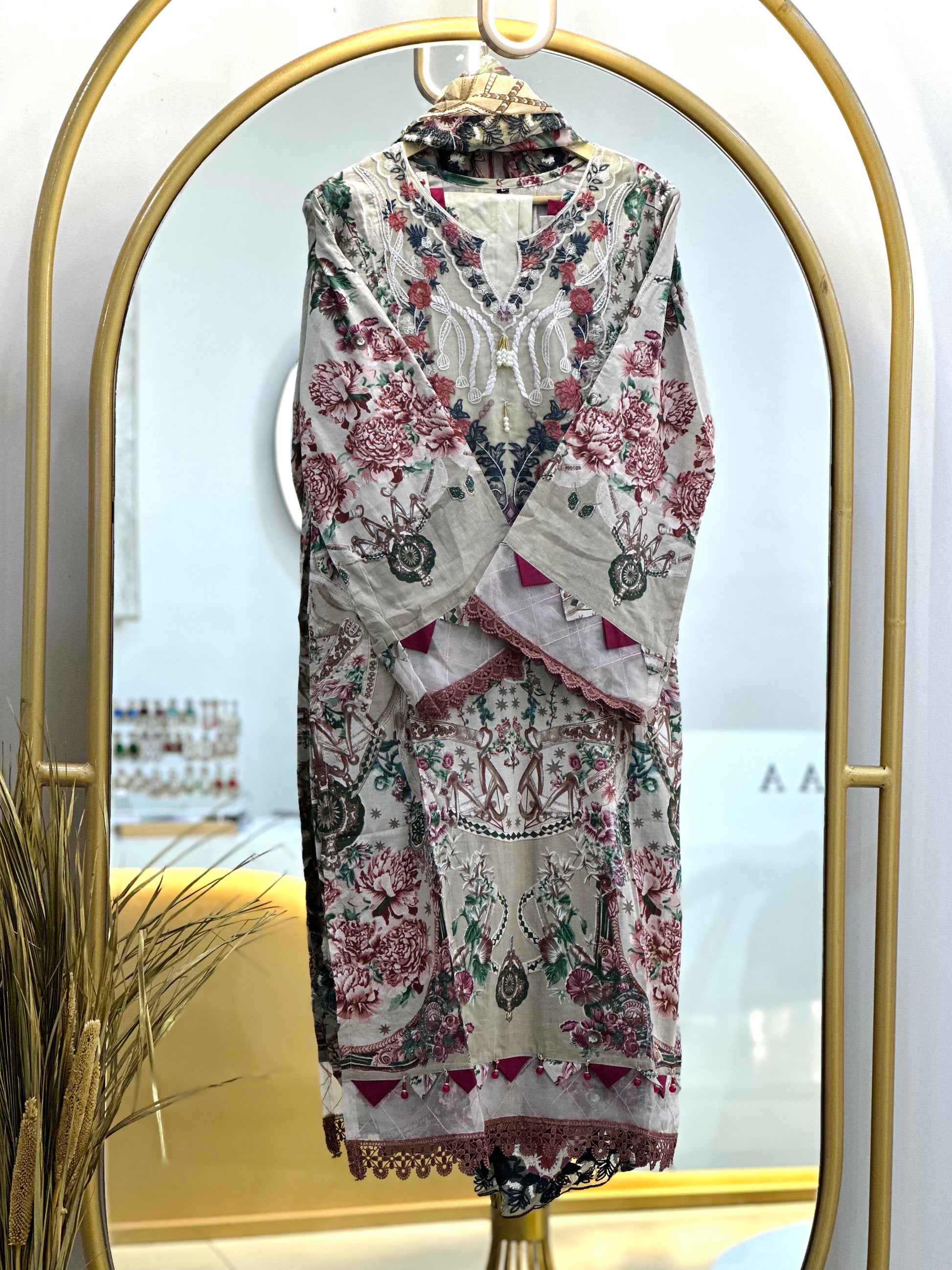 Cotton Embroidered Stitched Suit