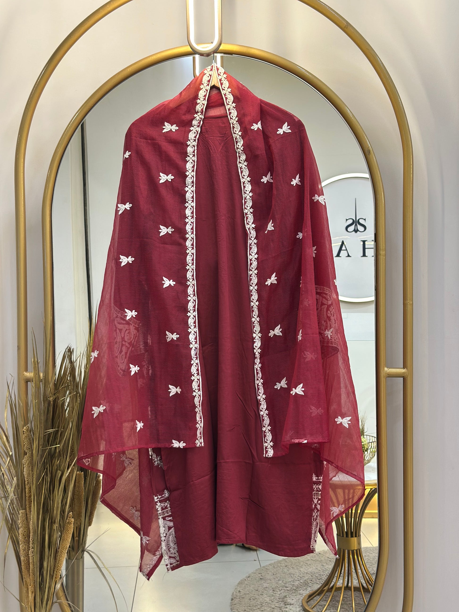 Rayon Embroidered Stitched 3 PC Suit