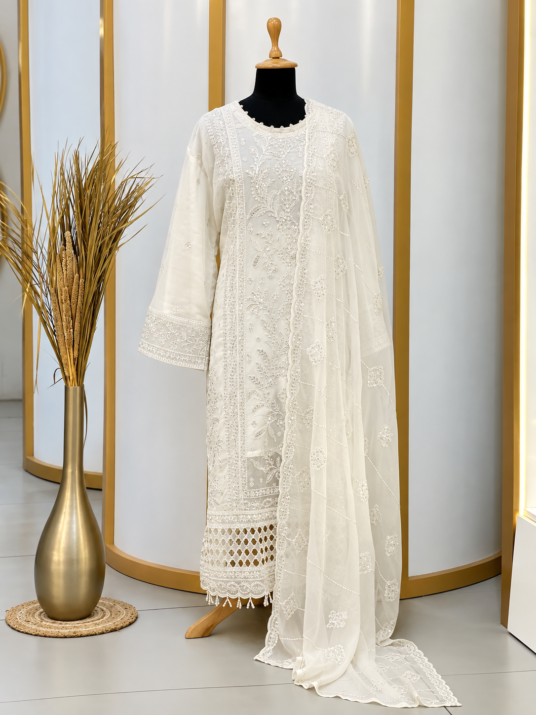 Rashieka stitched Party wear|white