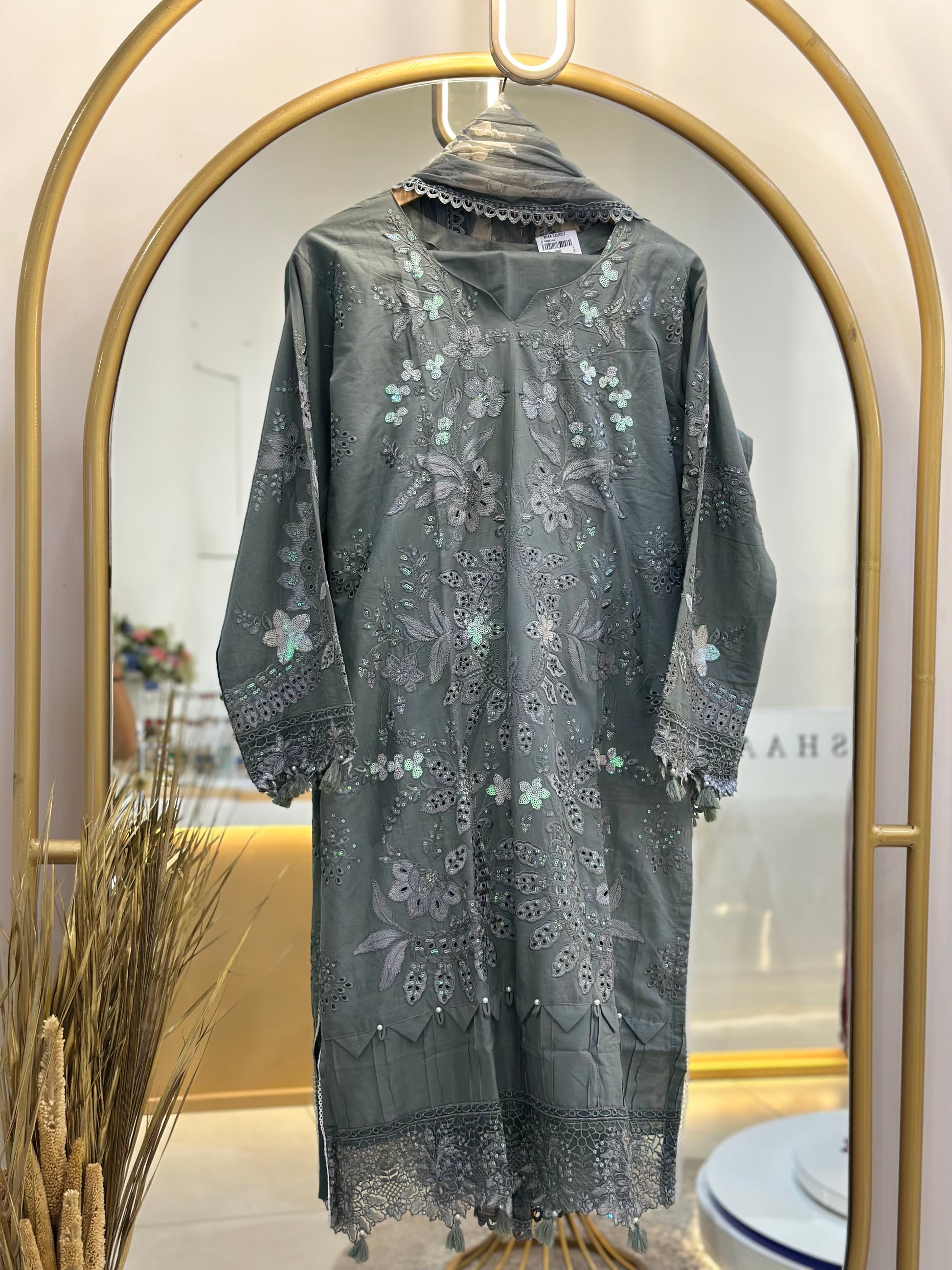 Embroidered Cotton Stitched Suit