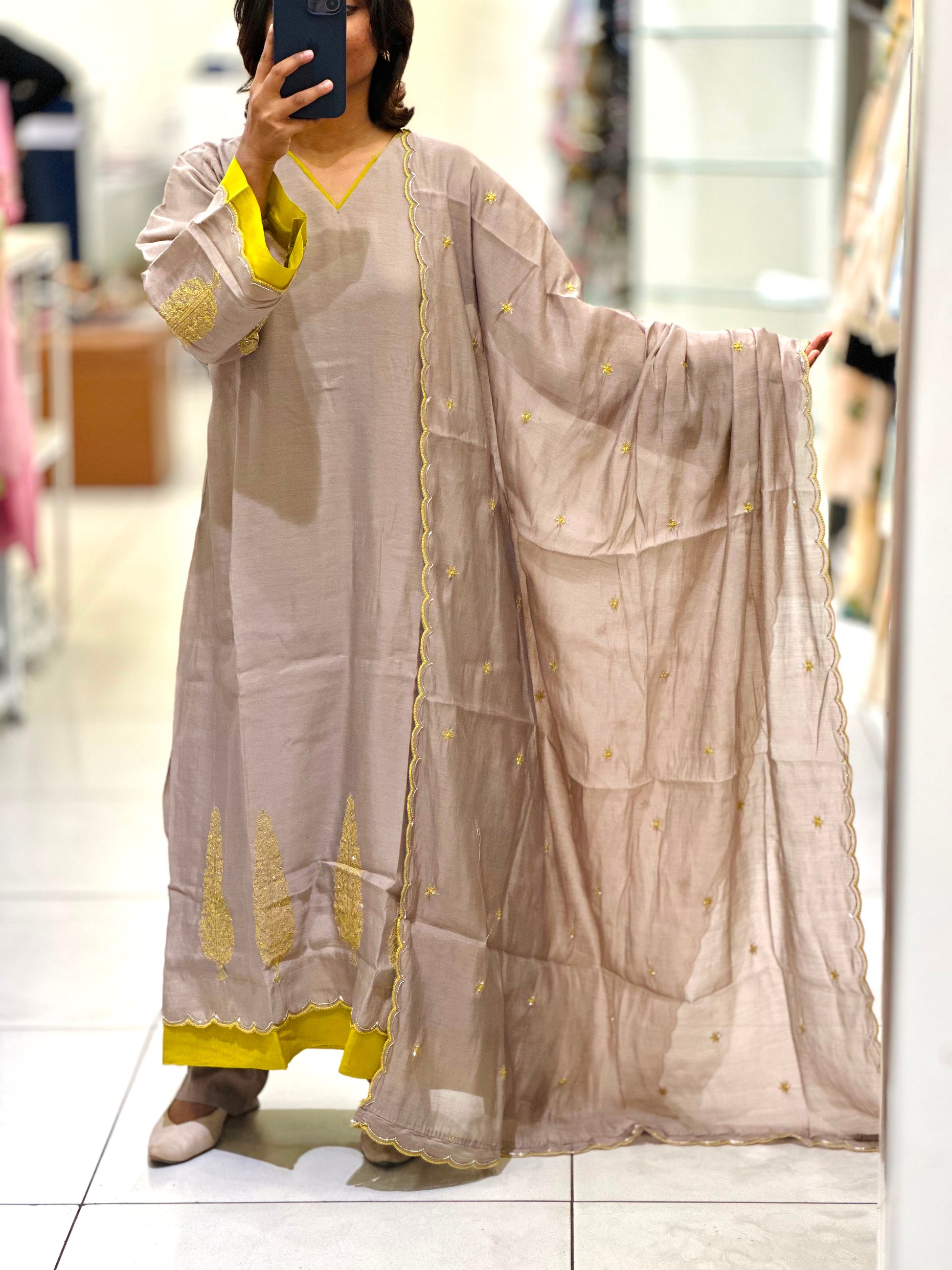 Mal Chanderi Stitched Suit