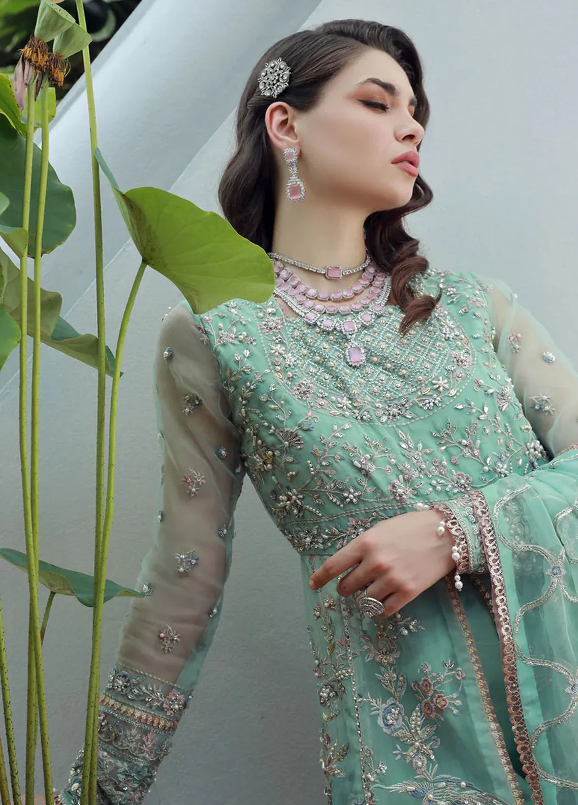 Ermina By Ezra Embroidered Organza Suit Unstitched 4 Piece