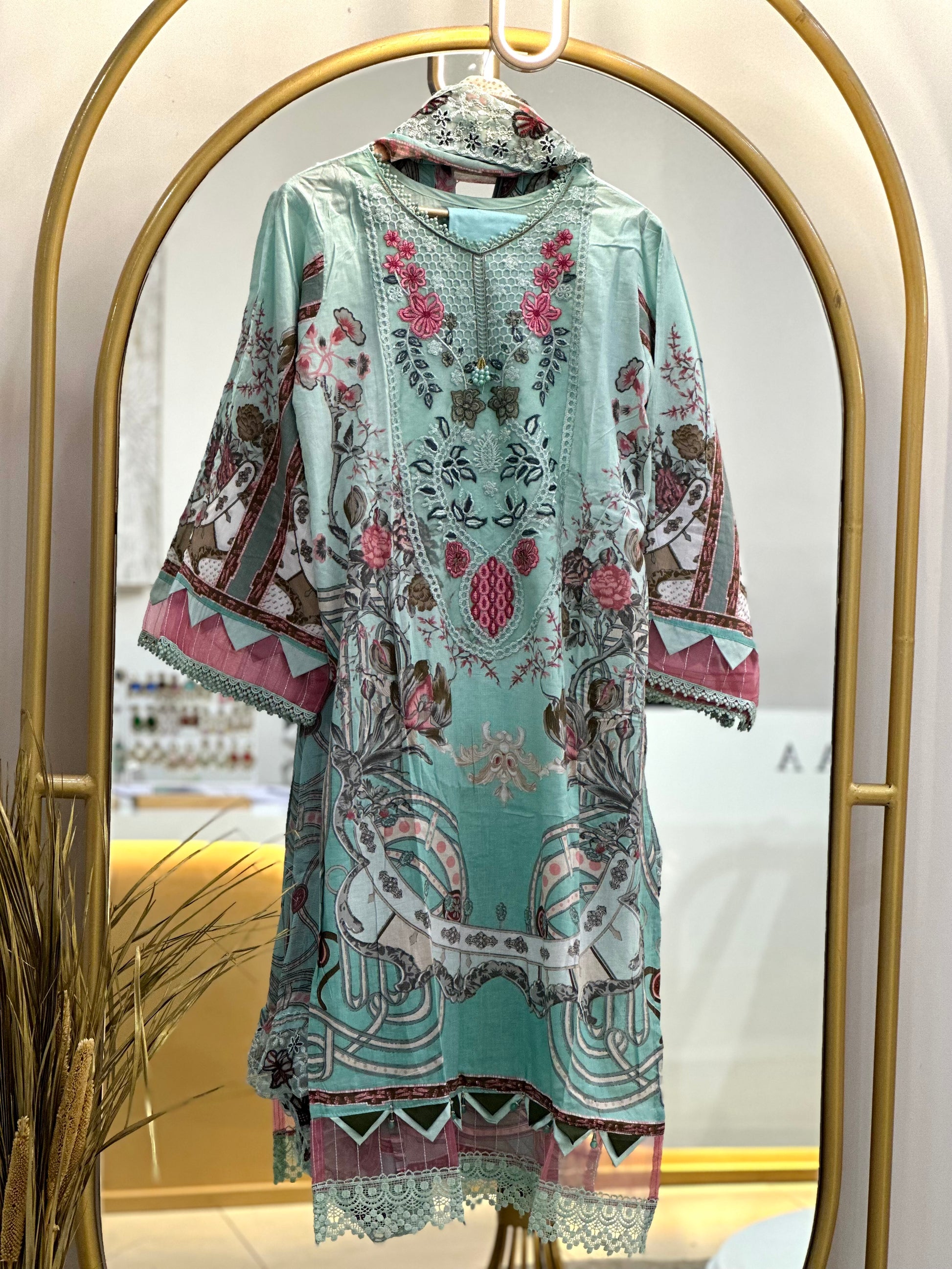 Cotton Embroidered Stitched Suit