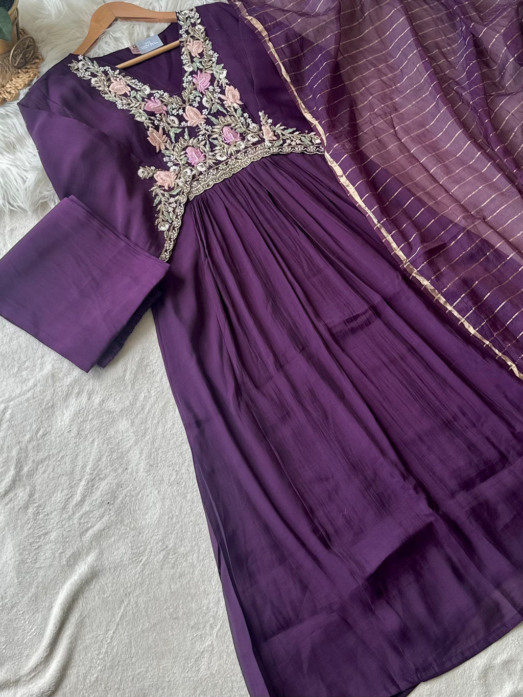 Floral Embroidered Anarkali Suit Set