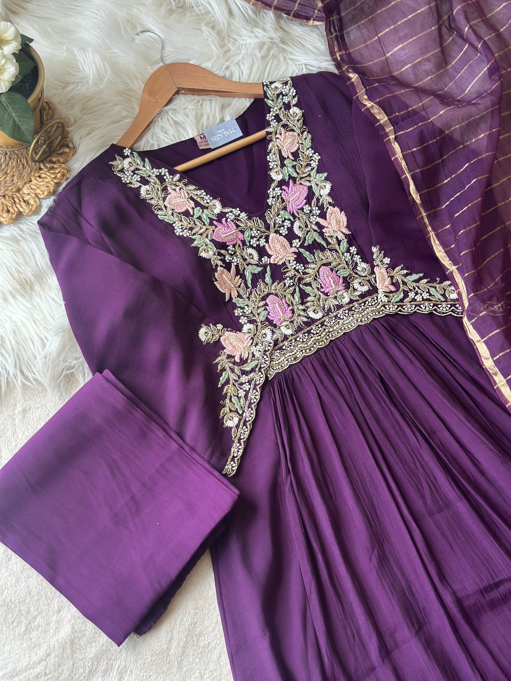 Floral Embroidered Anarkali Suit Set