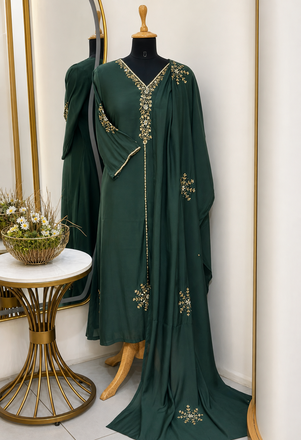 Emerald Green Handworked 3-Piece Suit Set
