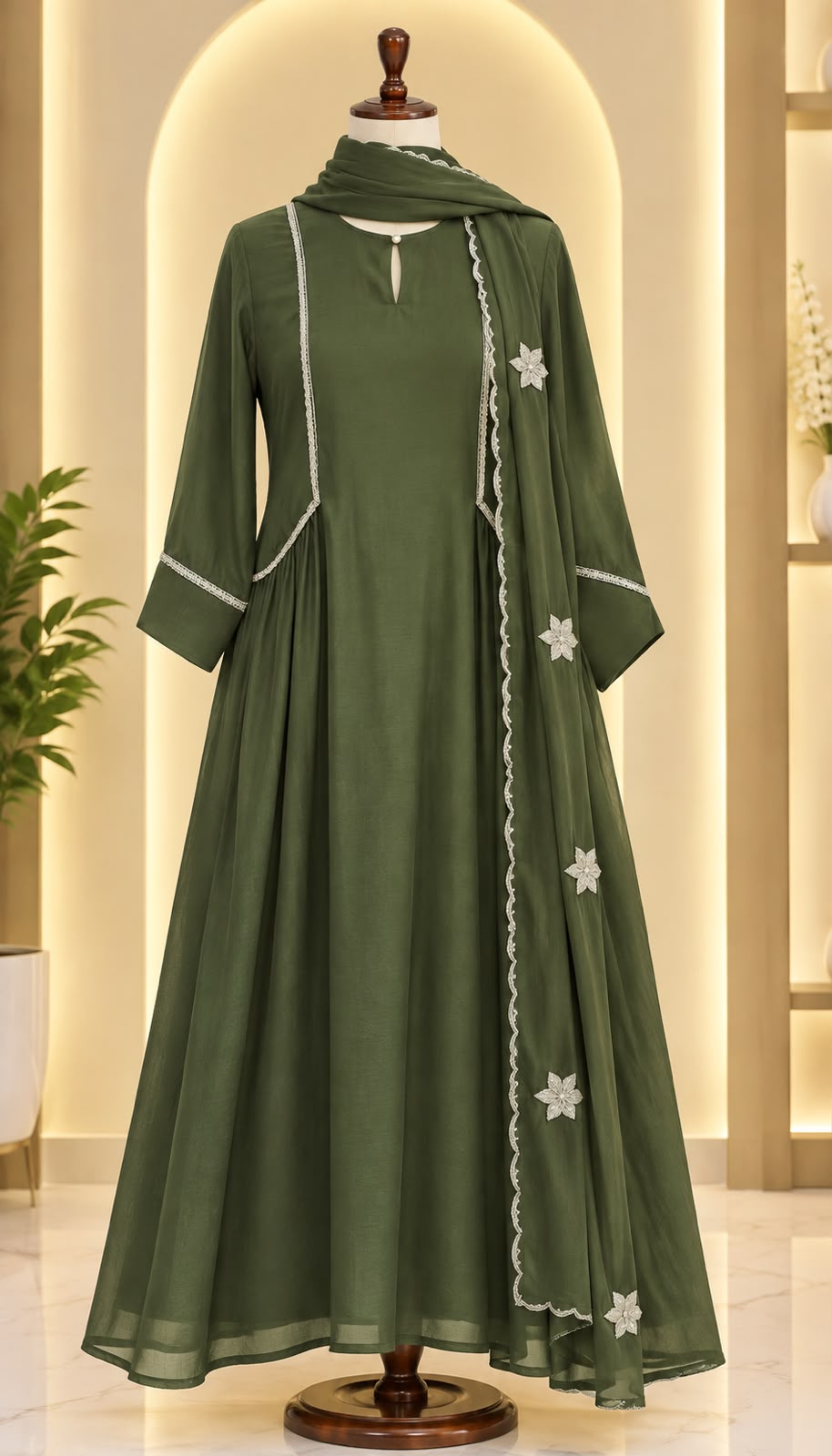 Elegant Embroidered Anarkali Suit Set
